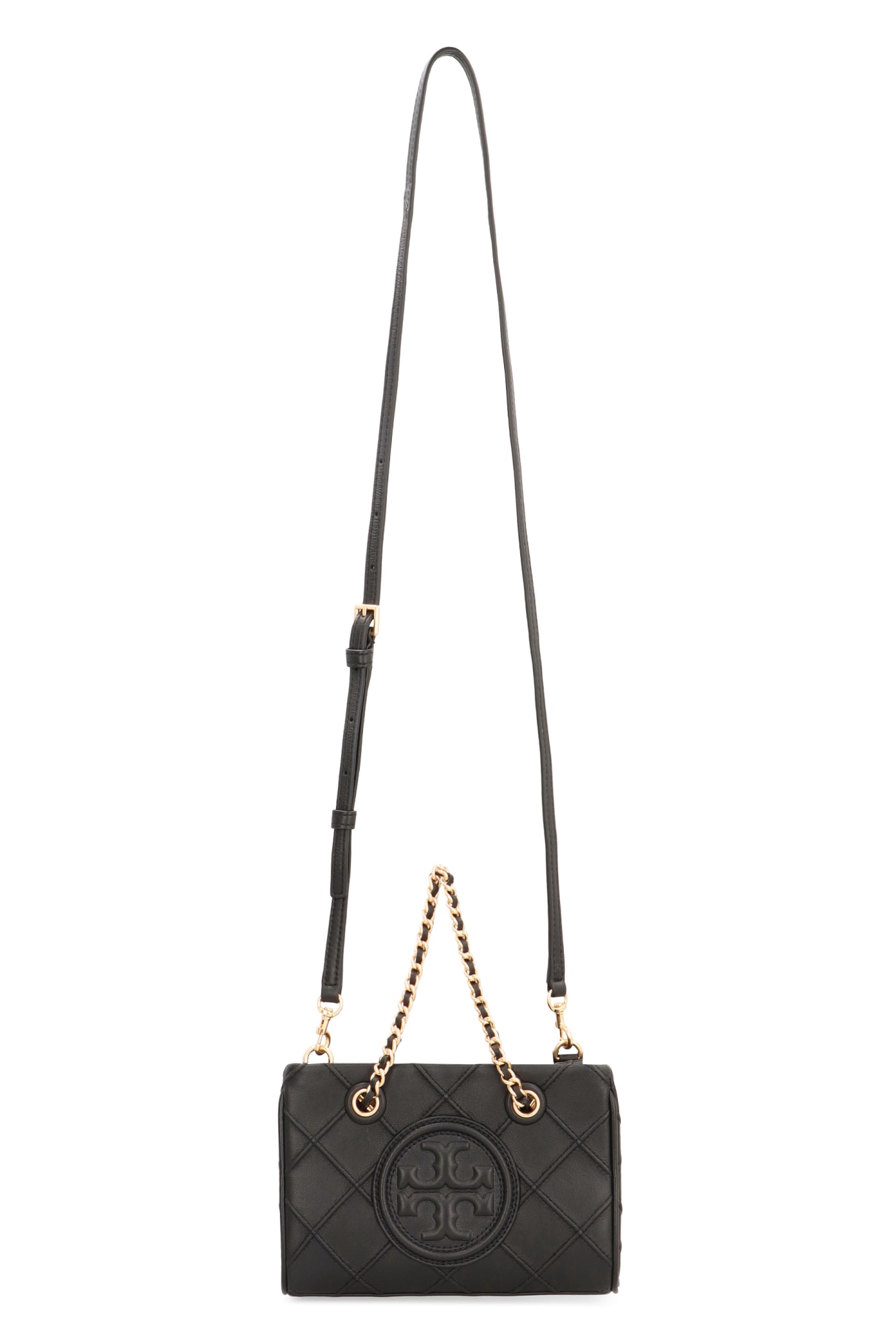 Shop Tory Burch Fleming Leather Mini Bag In Black