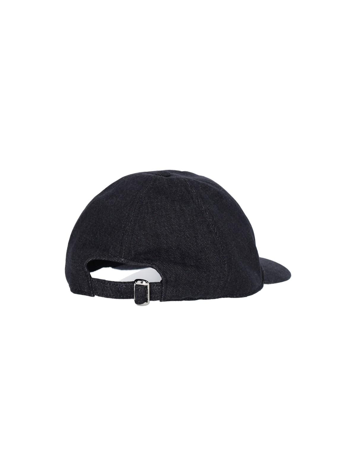 Fendi Men Denim Baseball Hat With Logo Embroidery In Black