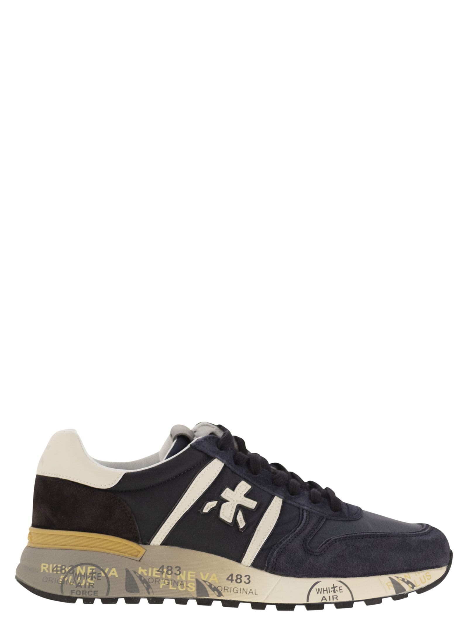 Premiata Casual Low Top Sneakers With Contrast Sole In Black