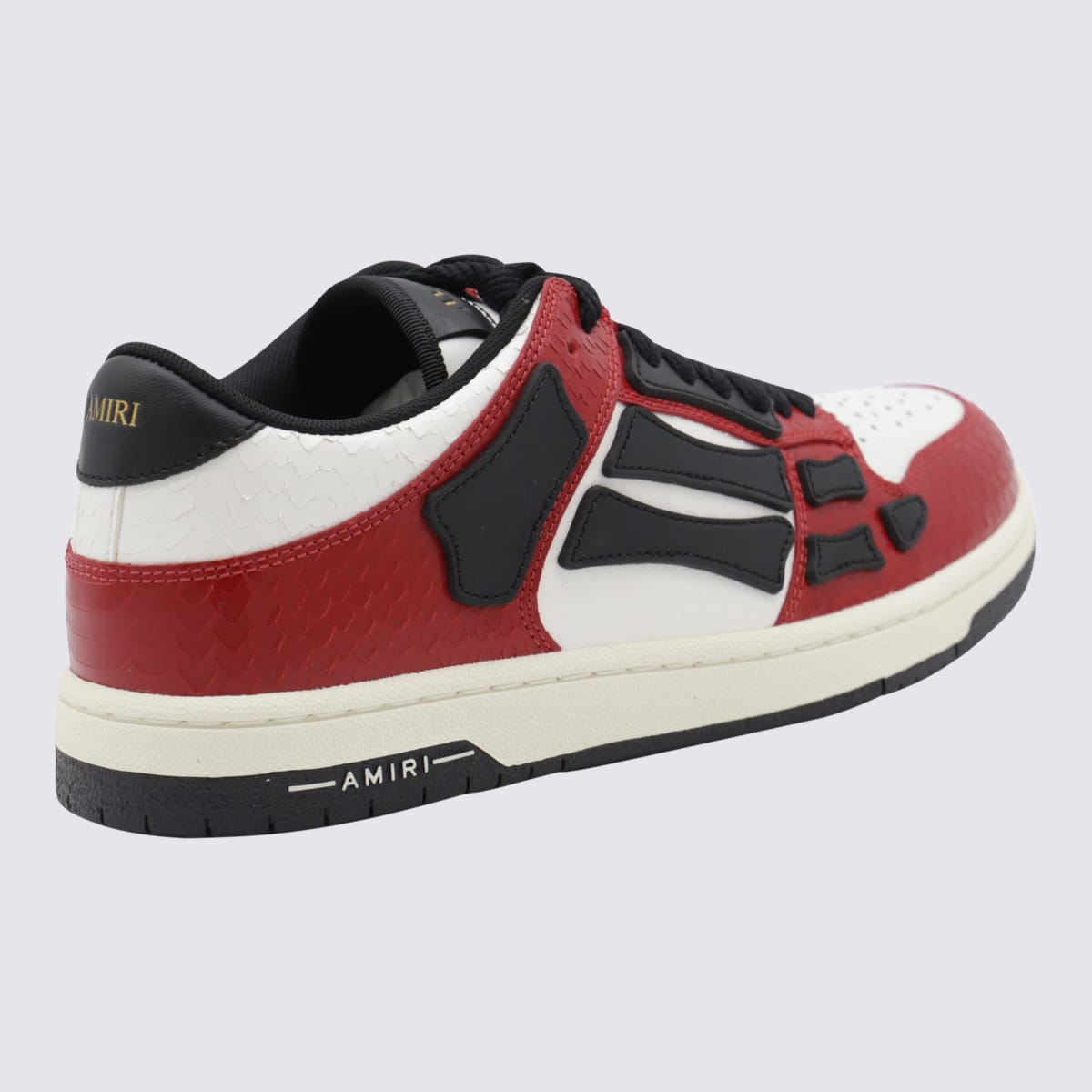 Amiri Skel Top Low Red Sneakers With Skeleton Patch In Leather Man In Red