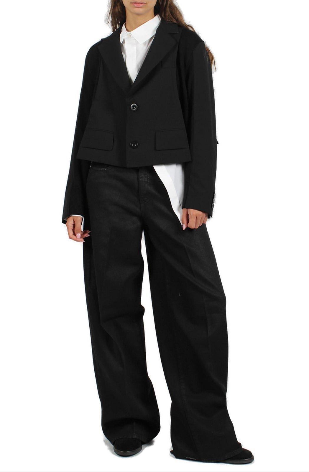 Shop Sacai Asymmetric-hem Peak-lapels Blazer In Black