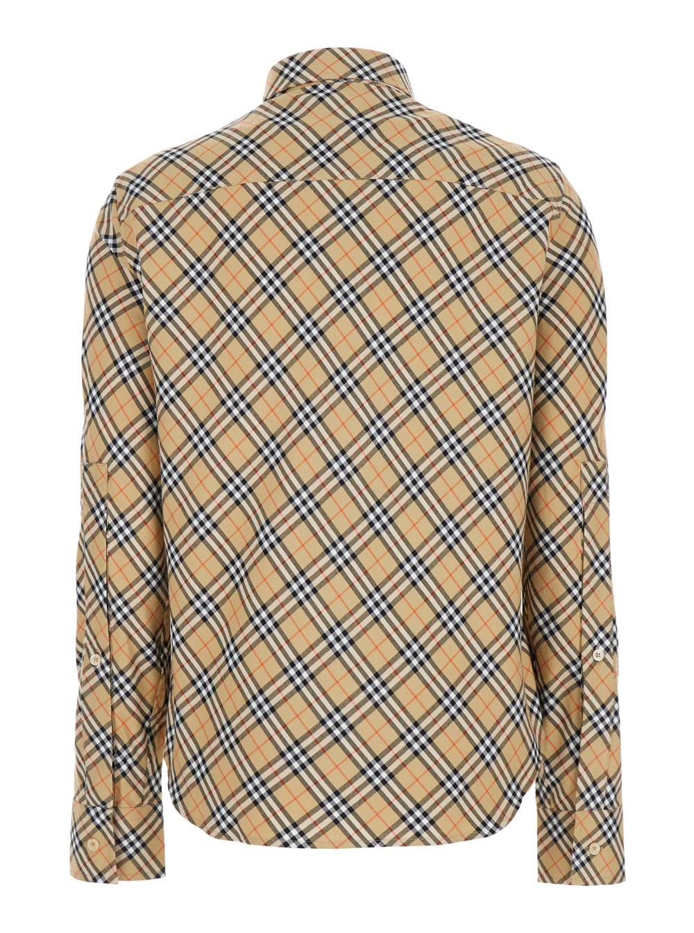 Shop Burberry Beige Shirt With All-over Check Motiv In Cotton Woman