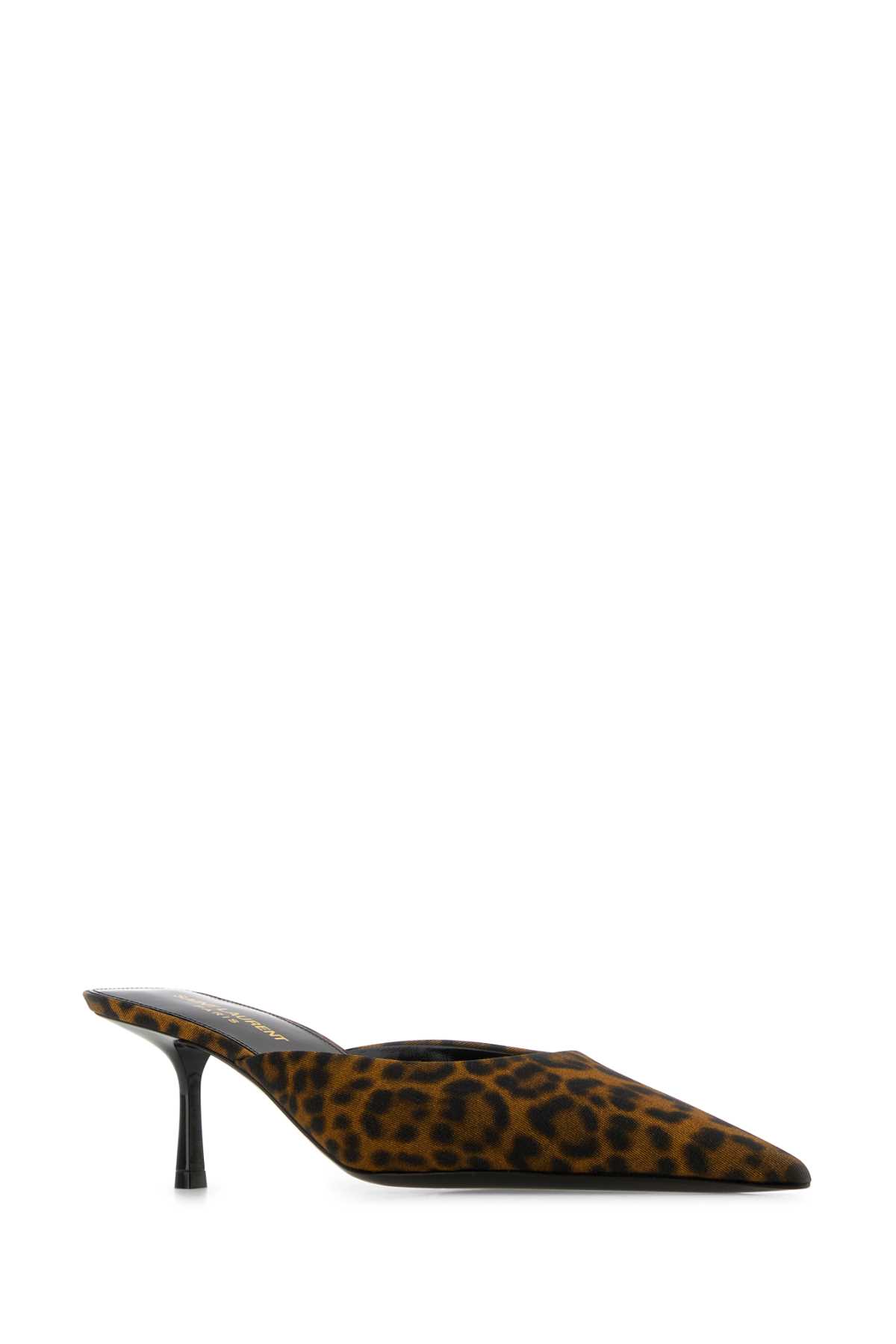 Shop Saint Laurent Printed Fabric Barbara Mules In Mantonaturale