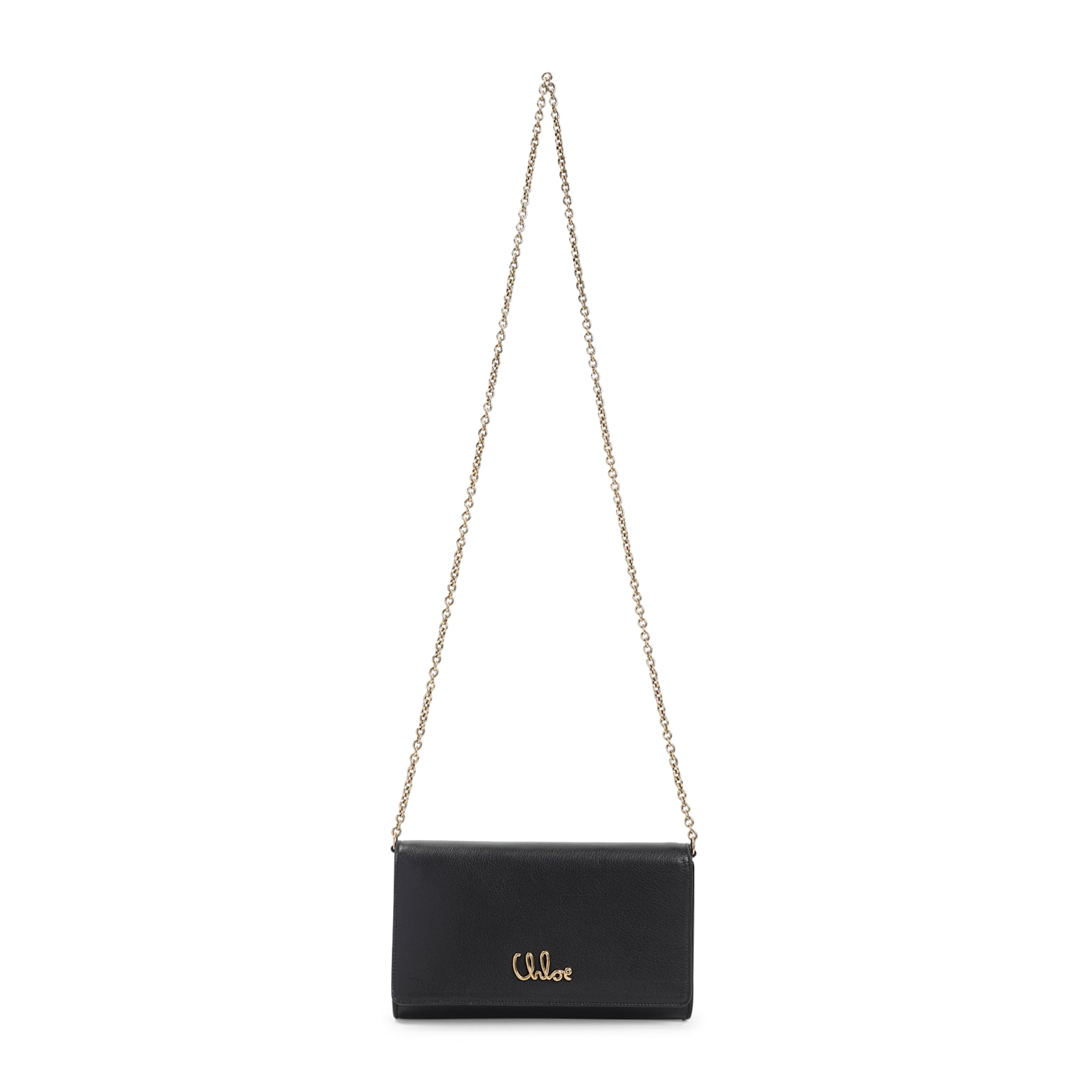 Chloé Compact Black Buffalo Leather Shoulder Bag In Black