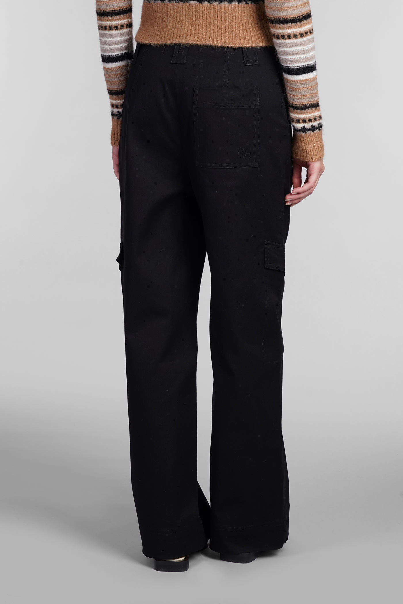 Shop Ganni Pants In Black Cotton