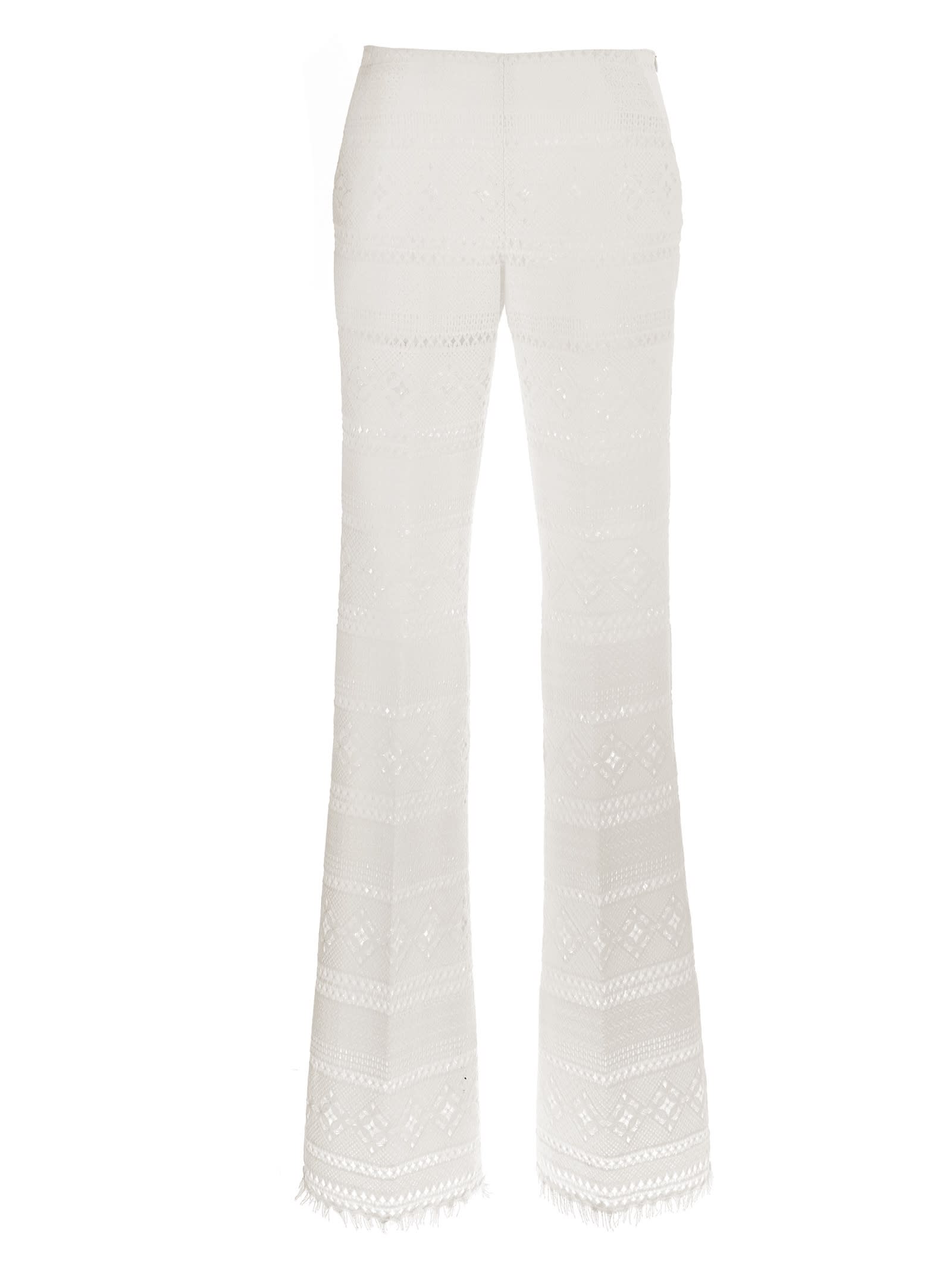 Shop Ermanno Scervino Lace Trousers In White