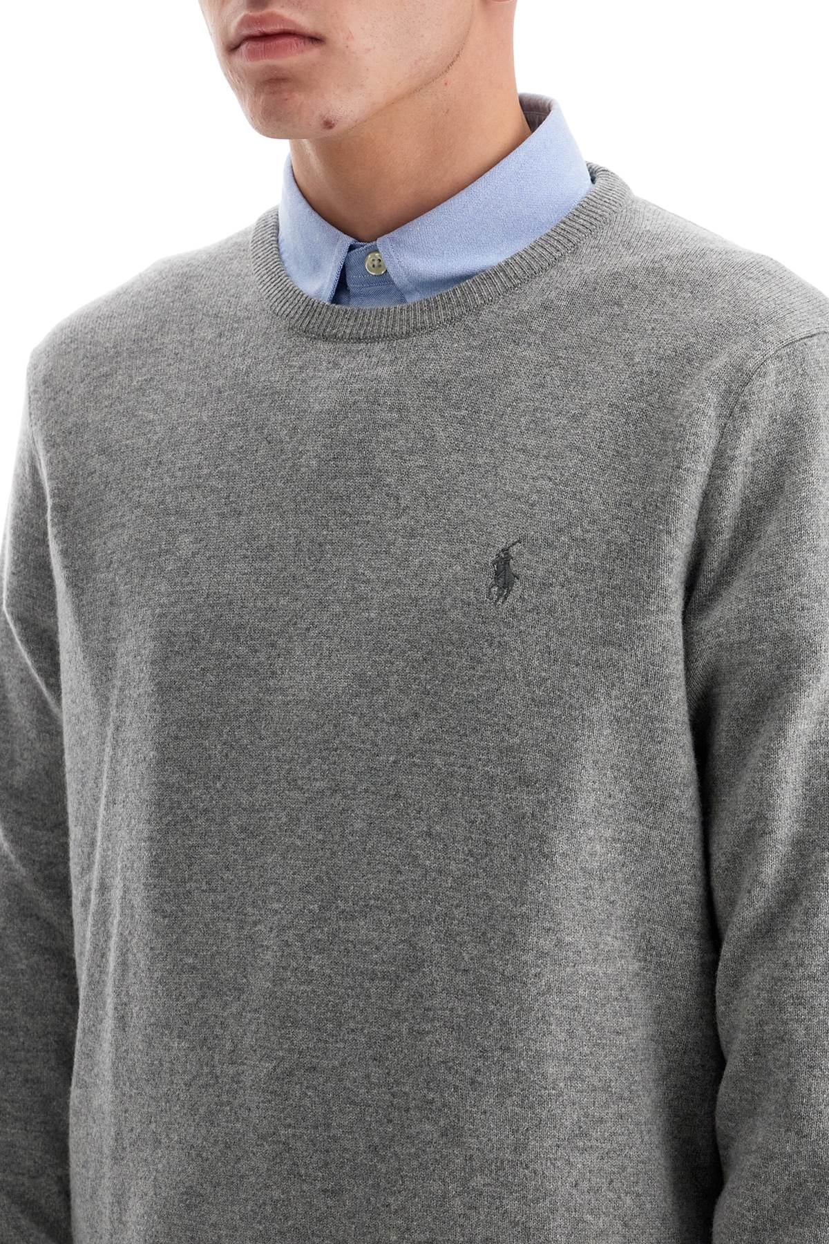 Shop Polo Ralph Lauren Wool Pullover With Pony Embroidery In Fawn Grey Heather (grey)