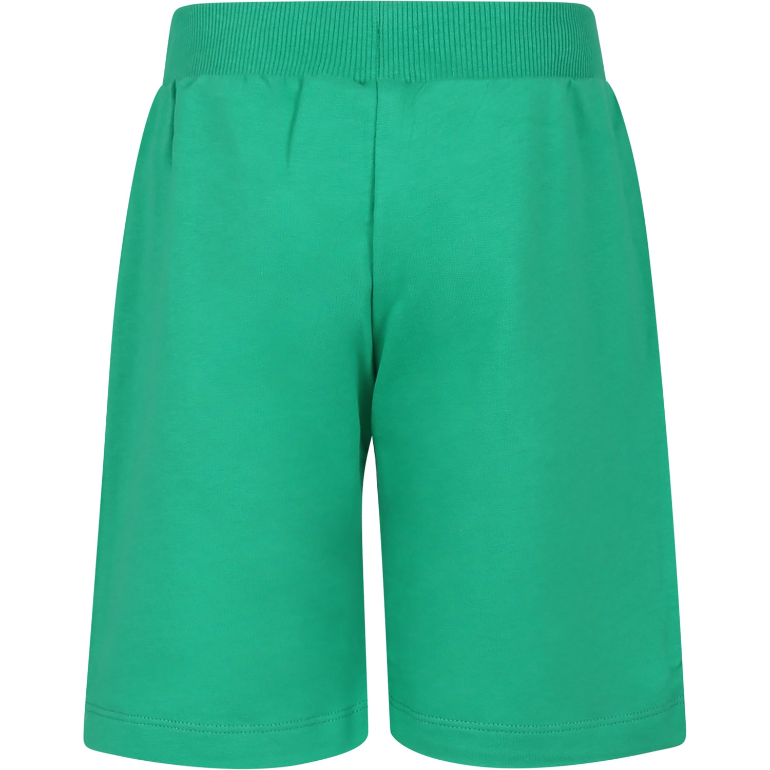 Shop Moschino Green Shorts For Kids With Teddy Bears And Logo