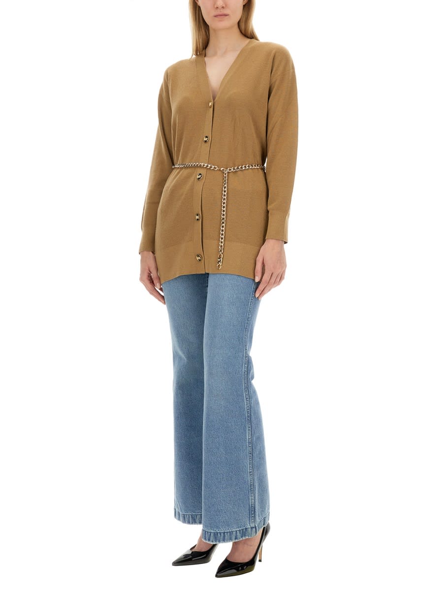 Shop Michael Kors Belted Cardigan In Beige