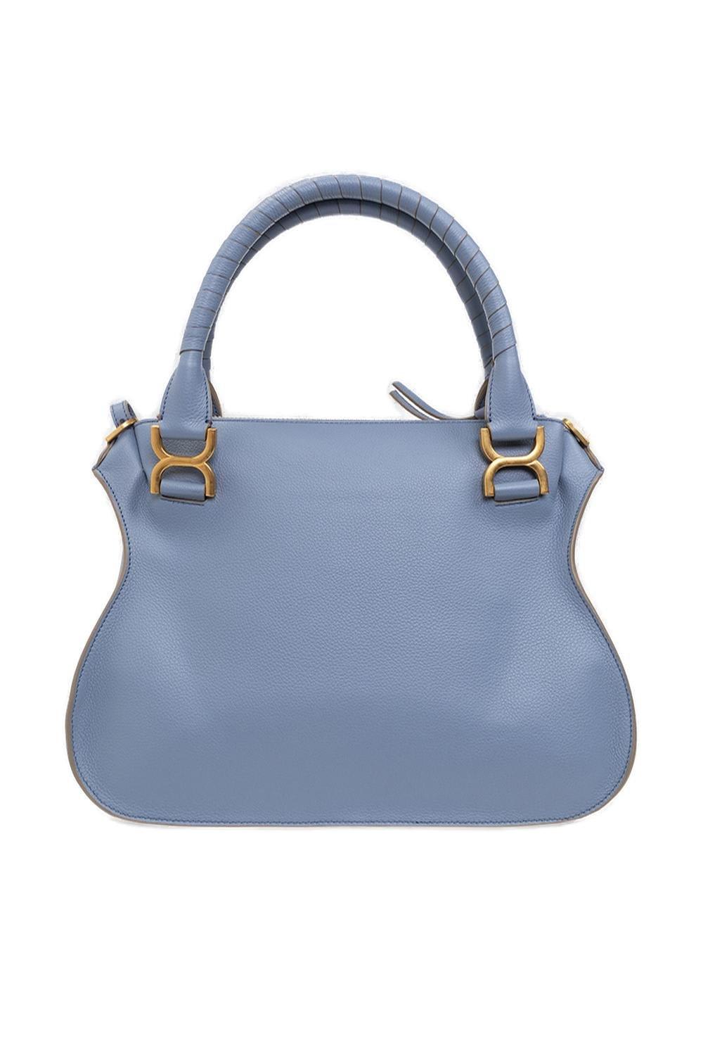 Shop Chloé Marcie Foldover Tote Bag In Azzurro