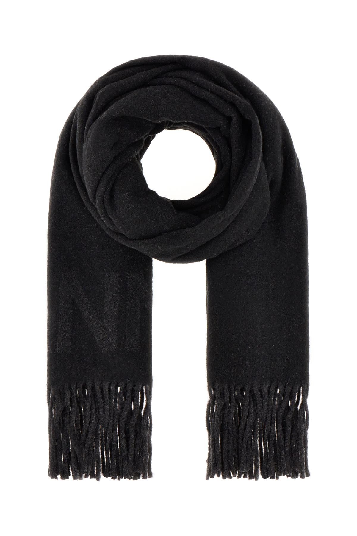 Black Wool Blend Scarf