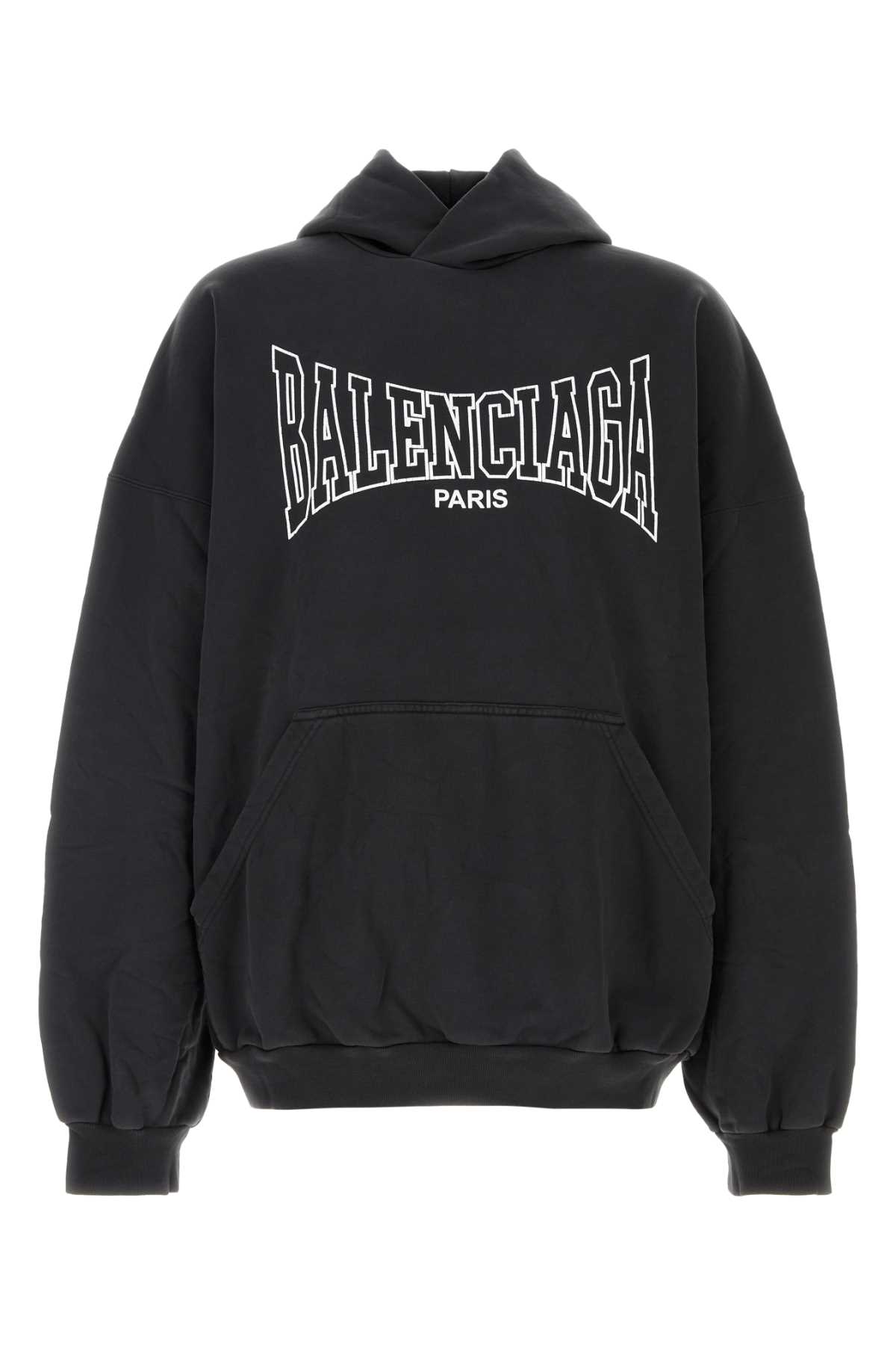 Shop Balenciaga Slate Cotton Oversize Sweatshirt In Washedblackblack