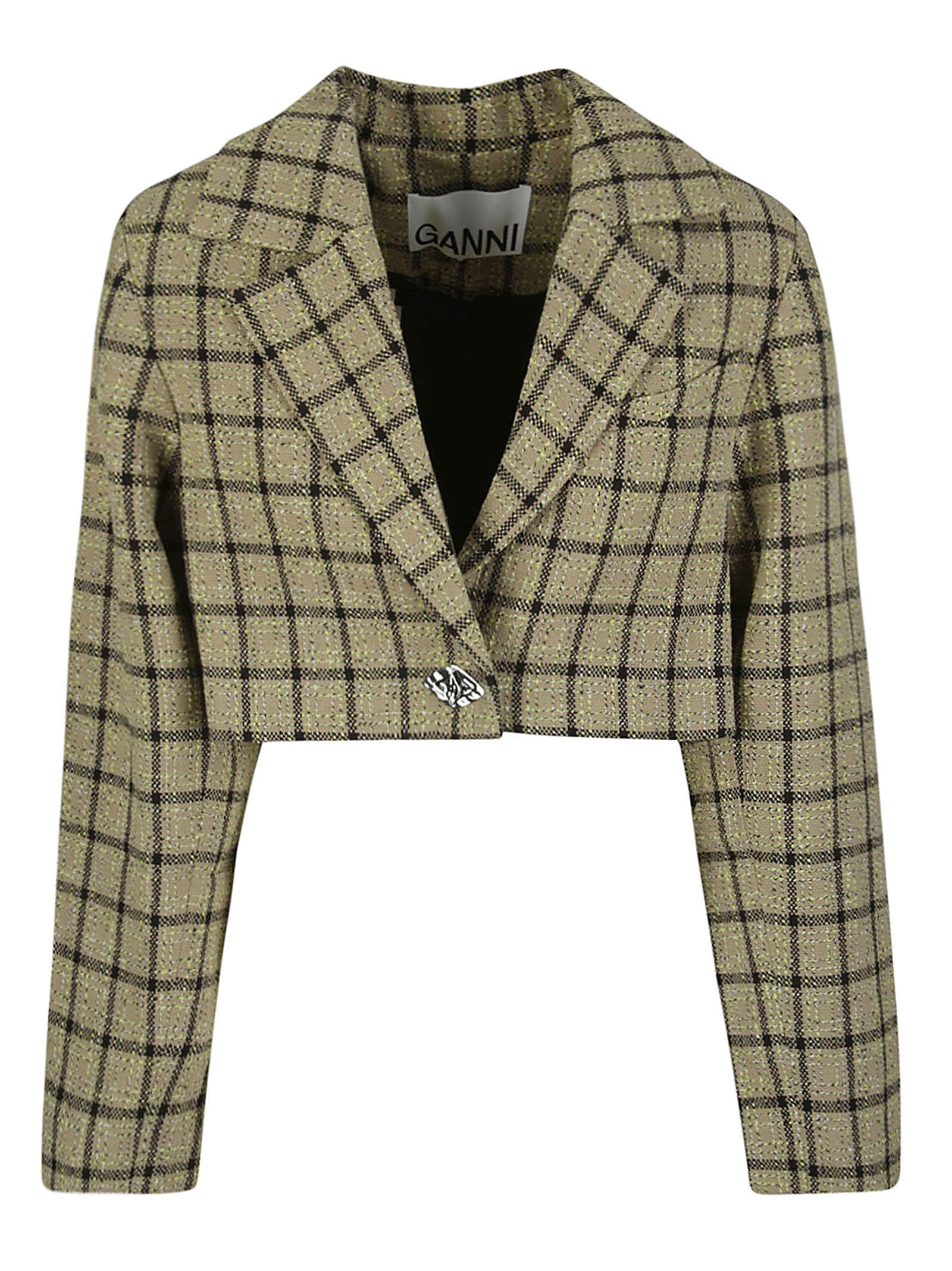 Check Suiting Cropped Blazer