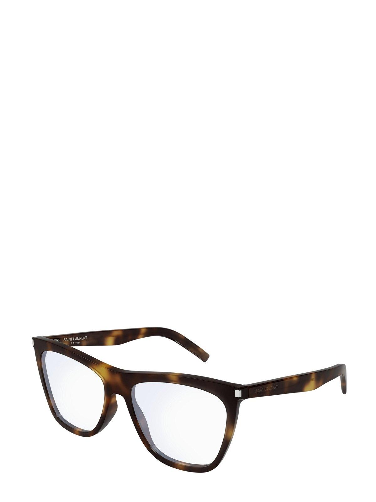 Saint Laurent Brille Mit Cat-eye-gestell In 002 Havana Havana Transpa