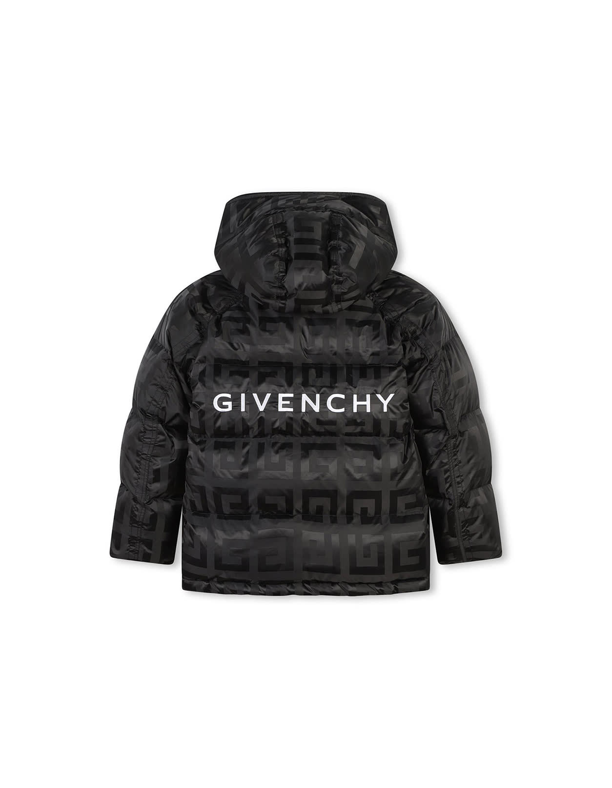 Shop Givenchy Black Down Jacket With 4g Pattern In Nero