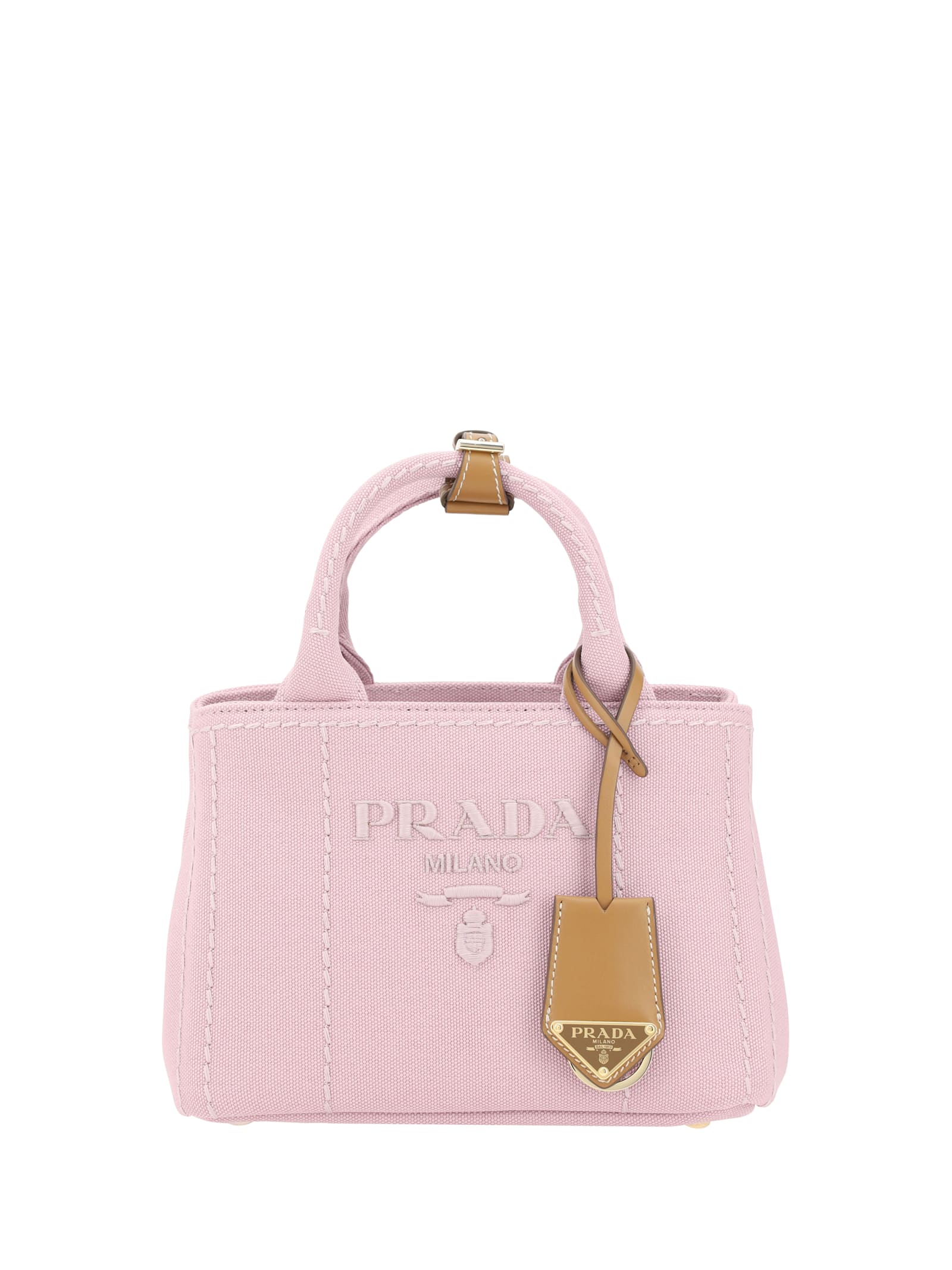 Prada Structured Shoulder Bag Key Ring In Alabastro C