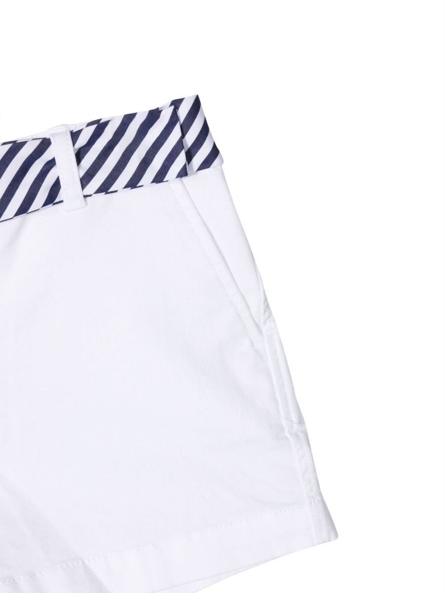 Polo Ralph Lauren Stripe-print Belted Cotton Shorts In White