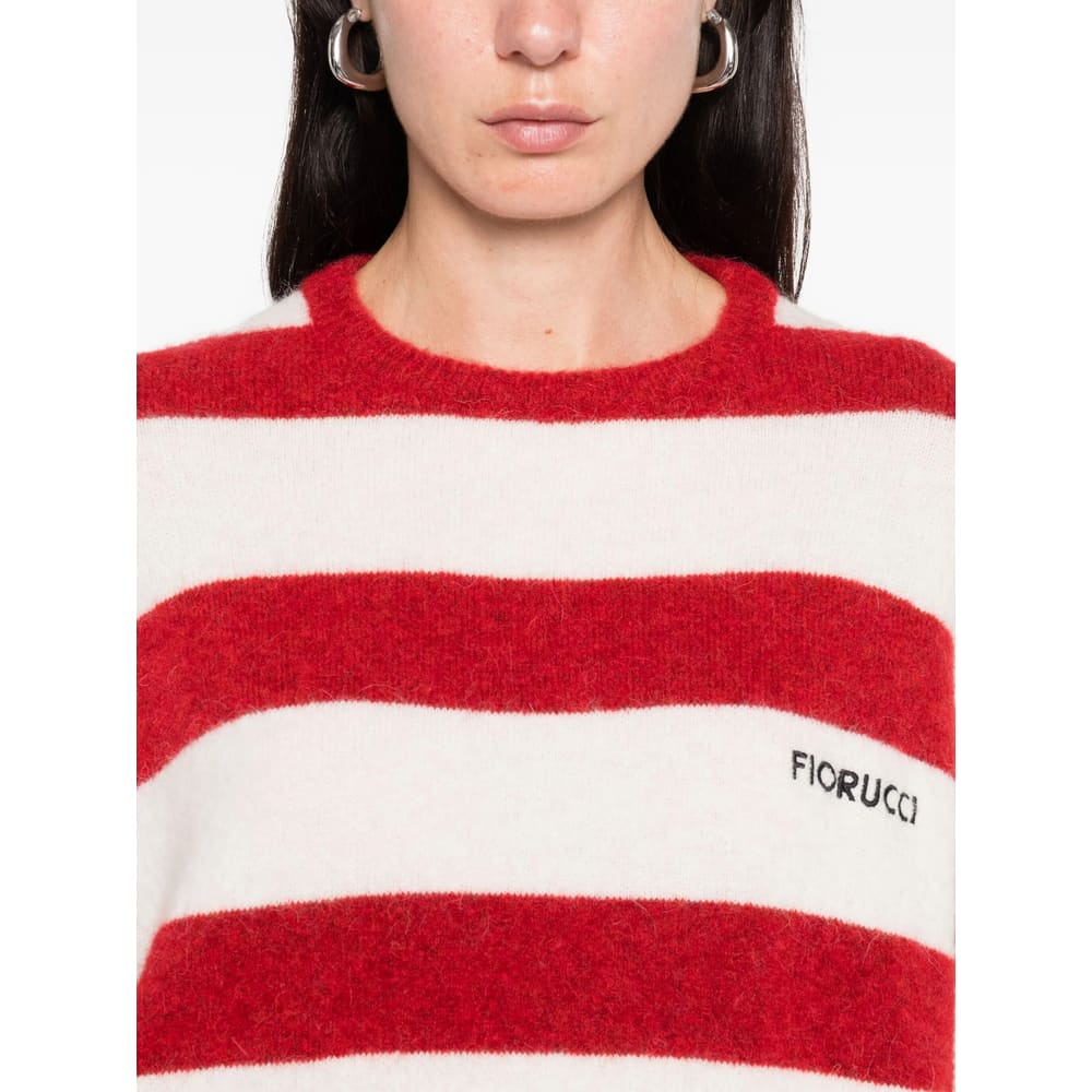 Fiorucci Cropped Sweater With Bold Horizontal Stripes And Embroidered Logo In Multi