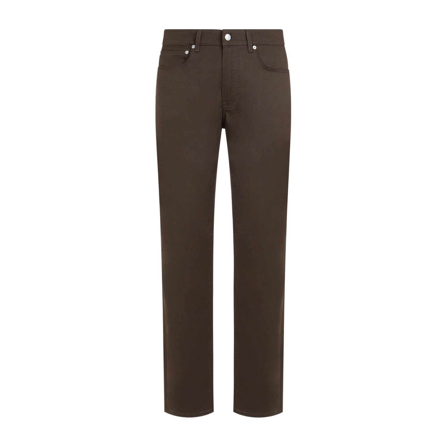 Shop Dunhill 5 Pocket Cotton Pants In Moss Green