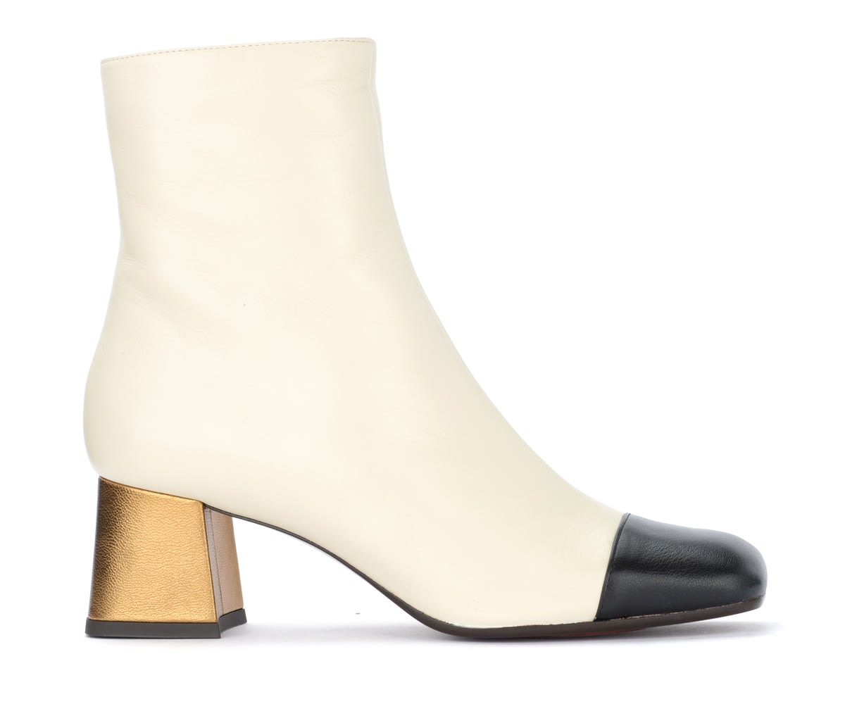 Chie Mihara Volkiria Ankle Boot In Black And White Leather