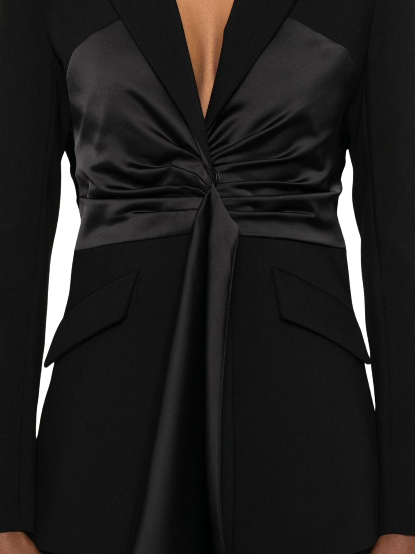 Patrizia Pepe Draped Blazer In Black