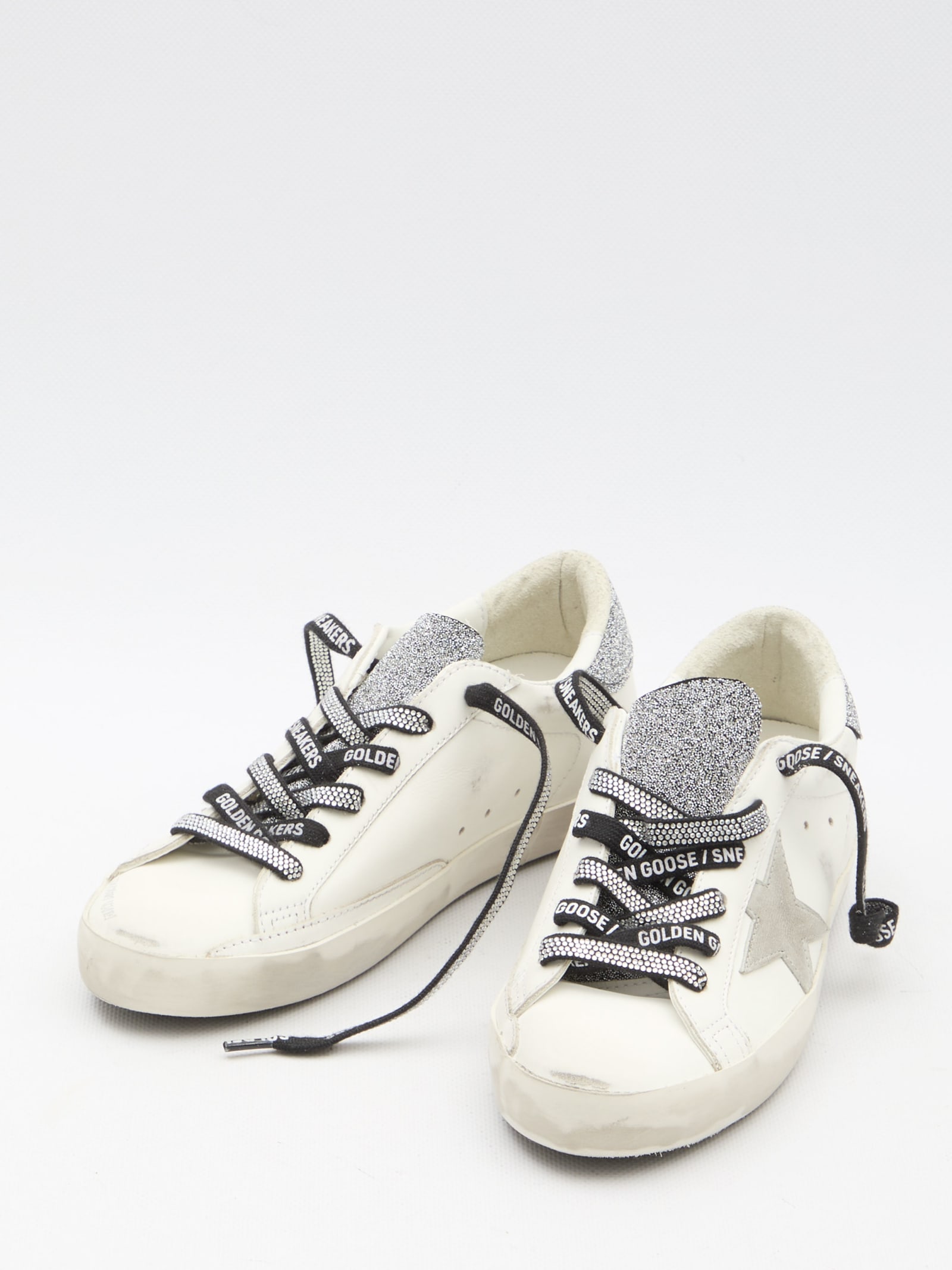 Shop Golden Goose Super-star Sneakers In White/light Grey/black
