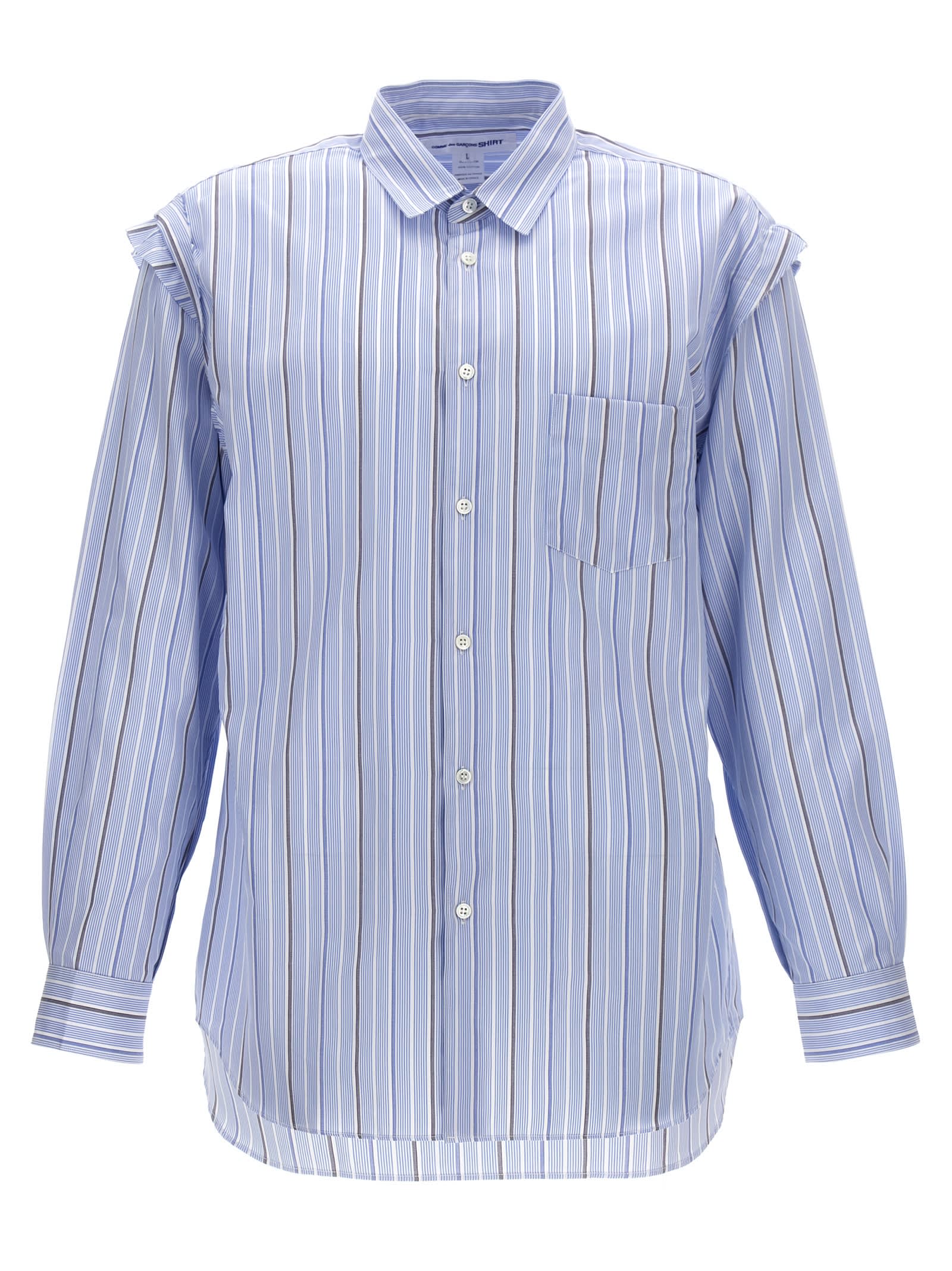 Shop Comme Des Garçons Unfinished Striped Shirt