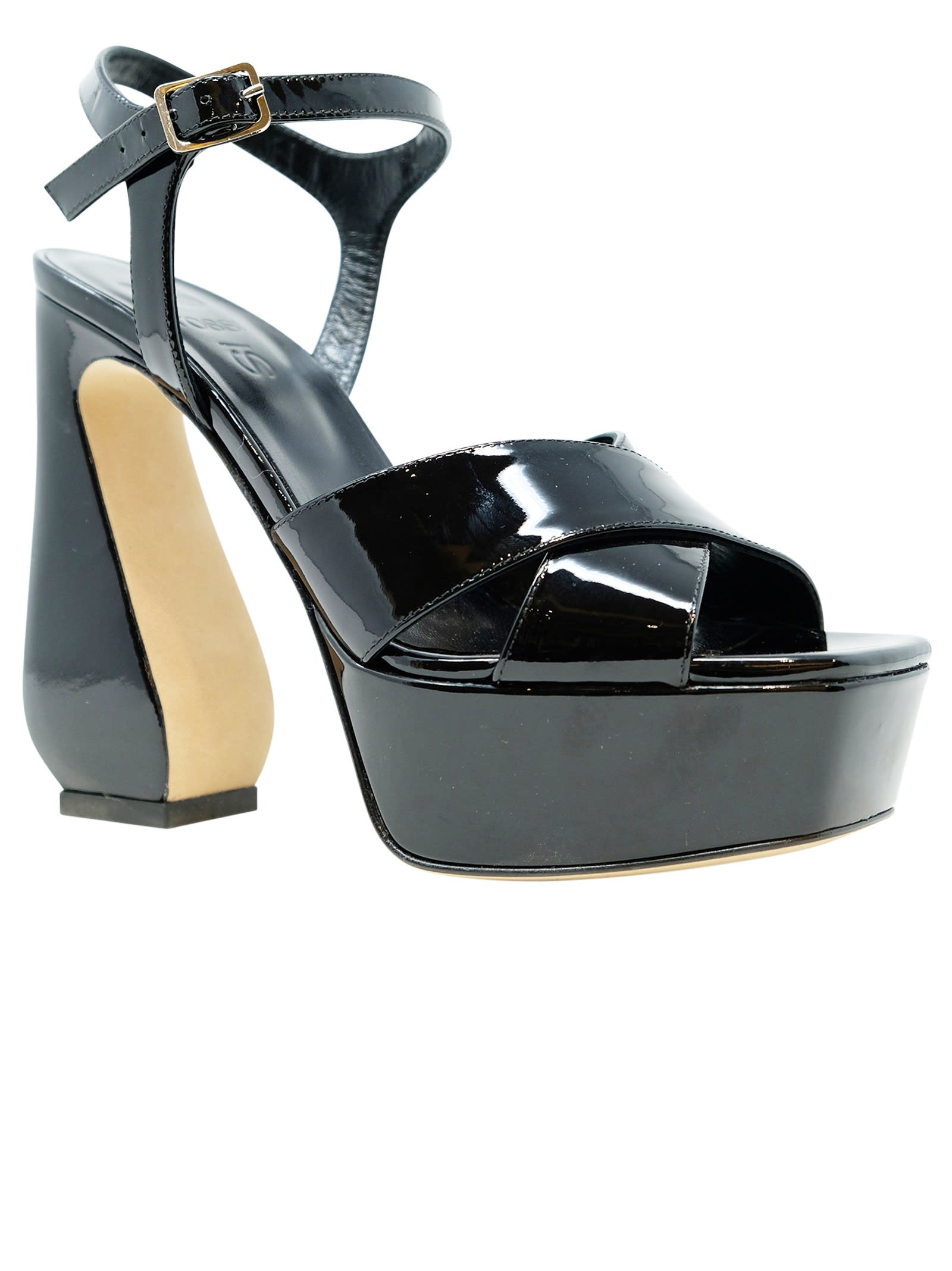 Shop Si Rossi Black Patent Leather Sandals