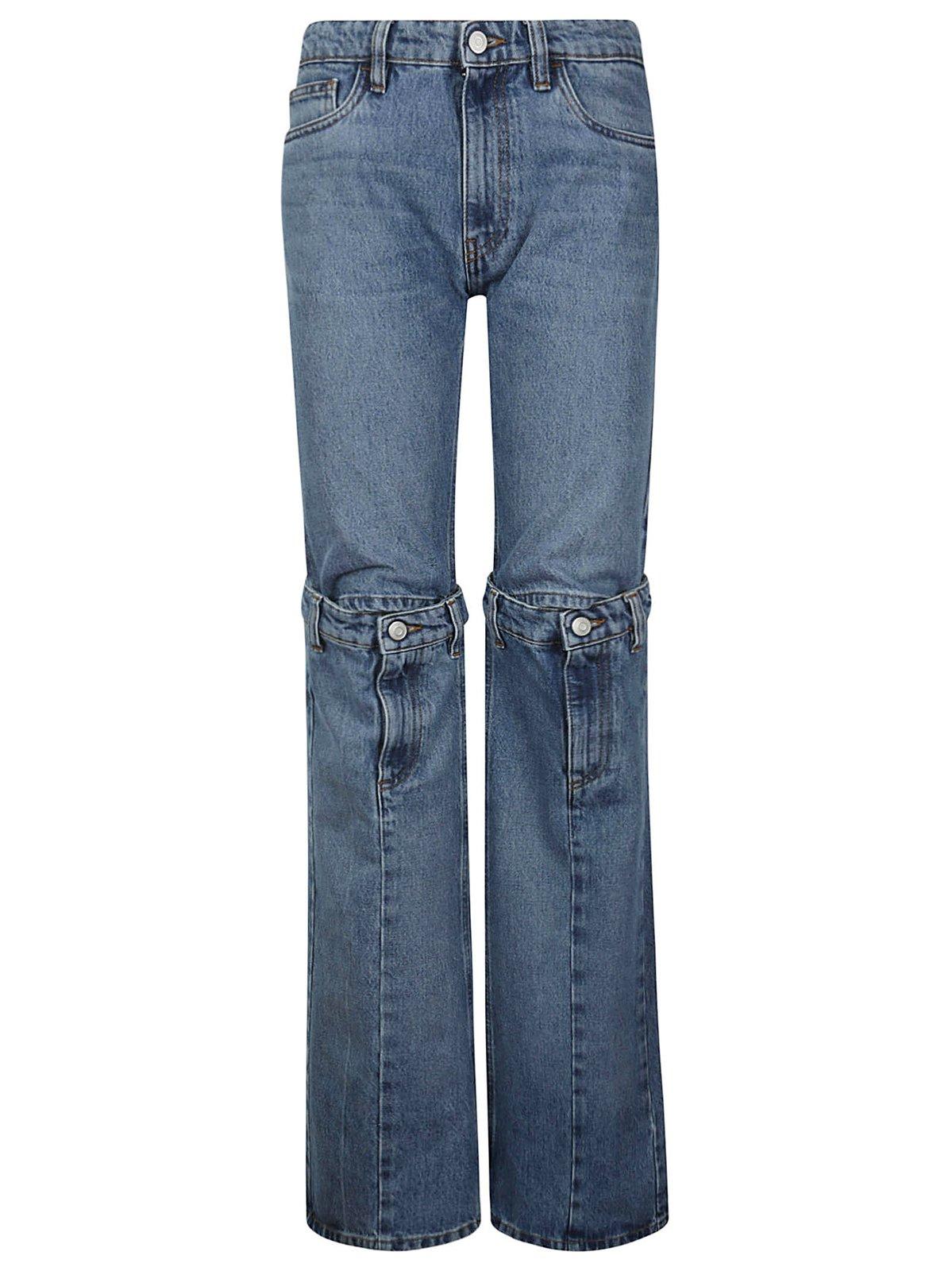 Shop Coperni Mid-rise Panelled Wide-leg Jeans In Washed Blue