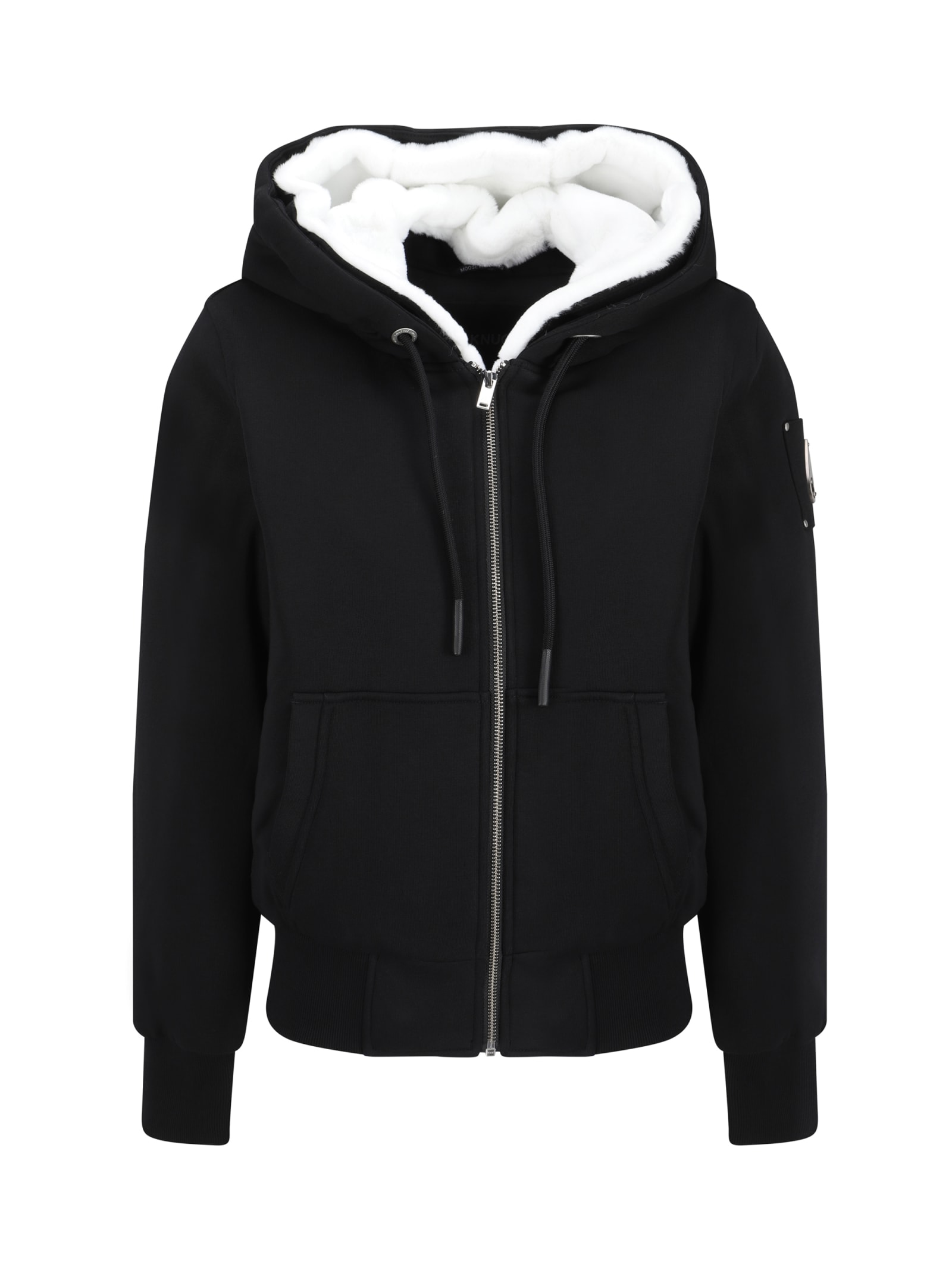 Shop Moose Knuckles Classic Bunny Jacket In Black W/white