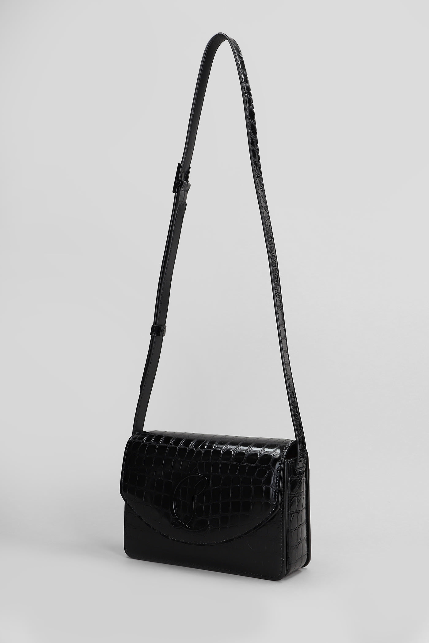 Christian Louboutin Loubi 54 Black Calf Ali Crossbody Bag In Black