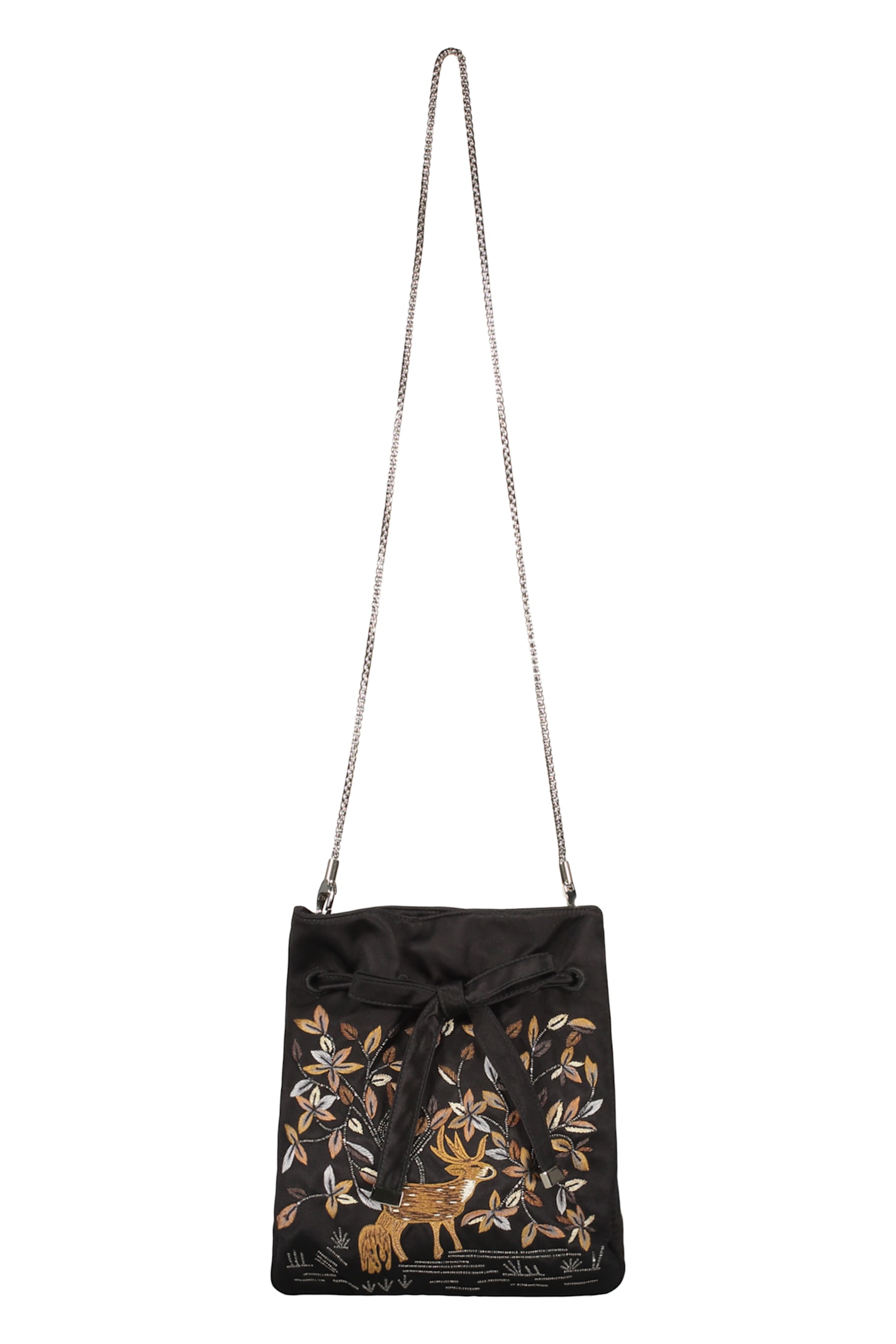 Alberta Ferretti Embroidered Drawstring Cross Body Bag In Black