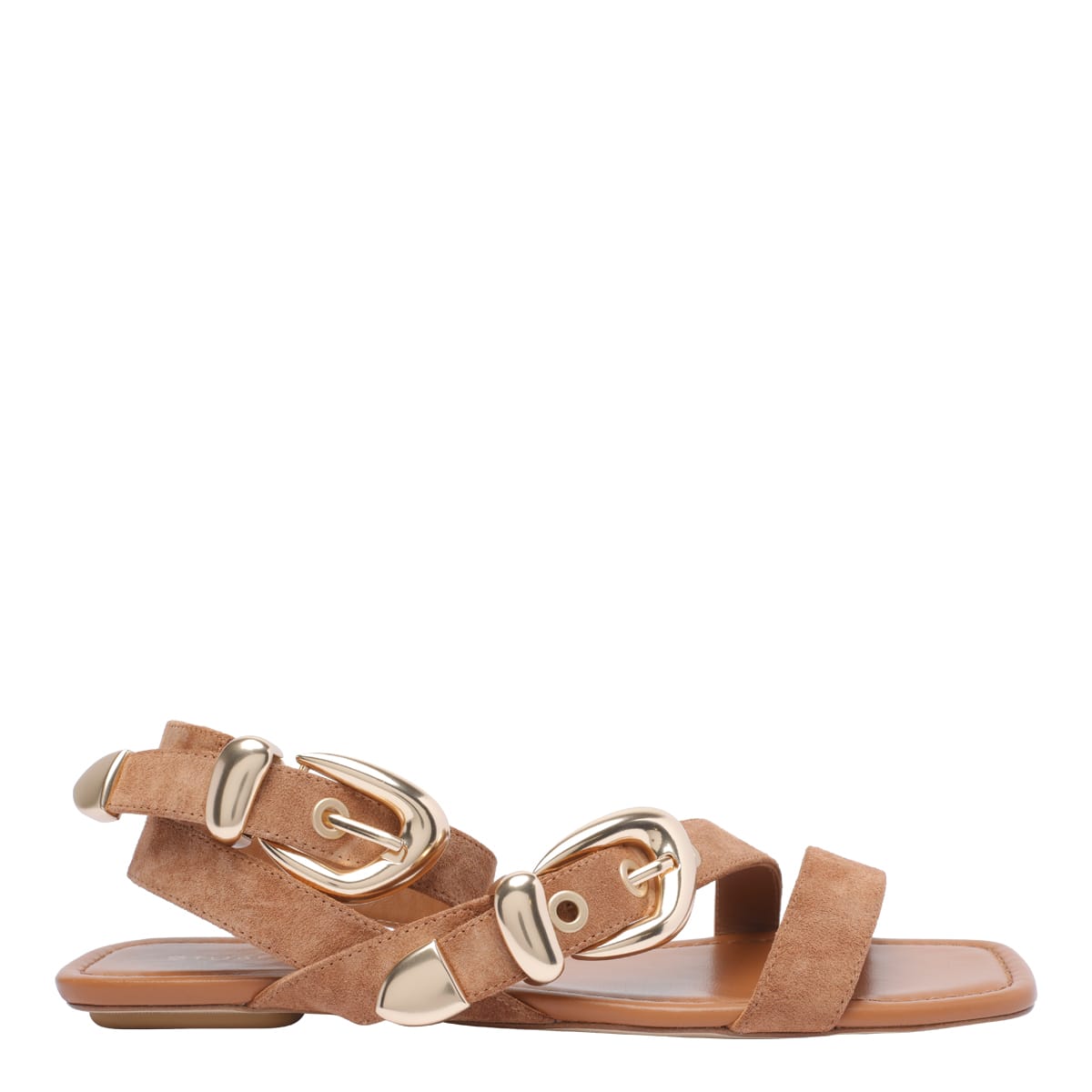 Stuart Weitzman Square Toe Suede Straps Sandals