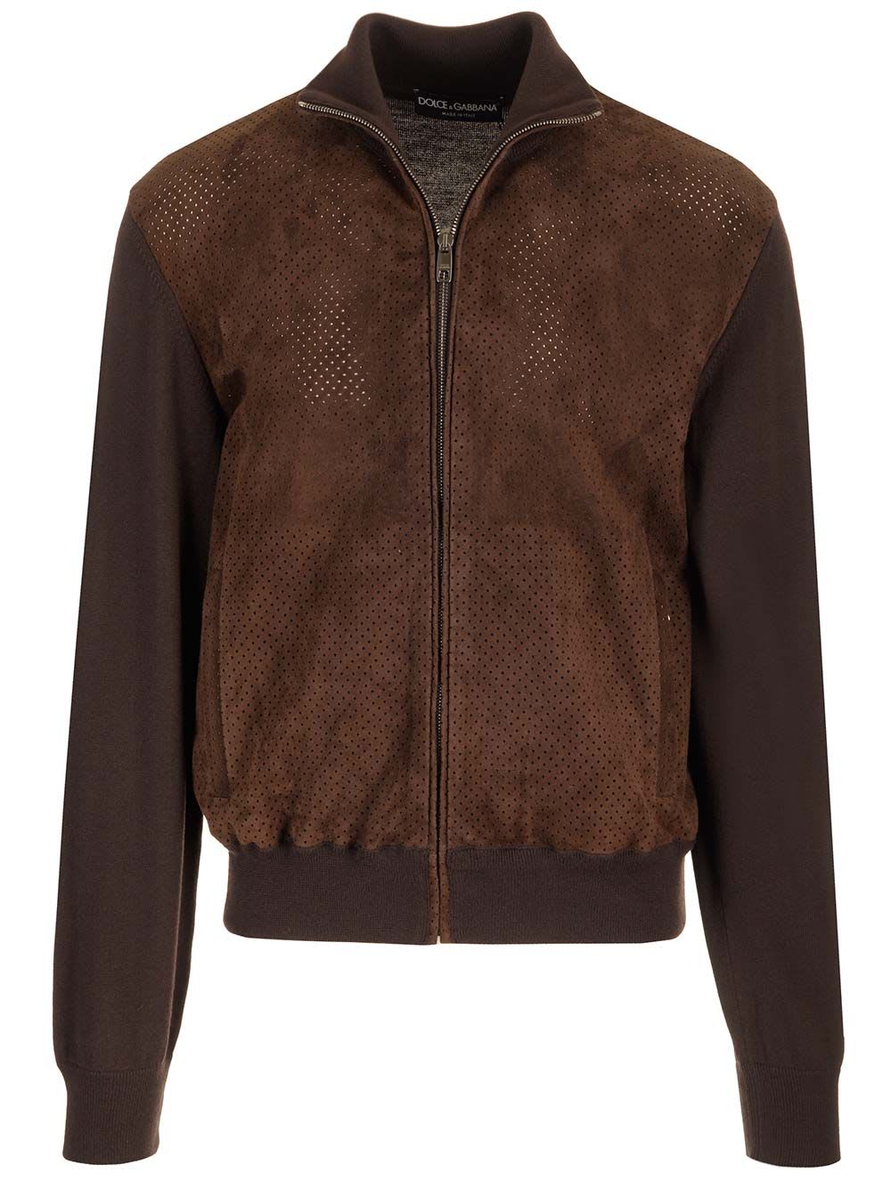 Shop Dolce & Gabbana High Neck Jacket In Brown