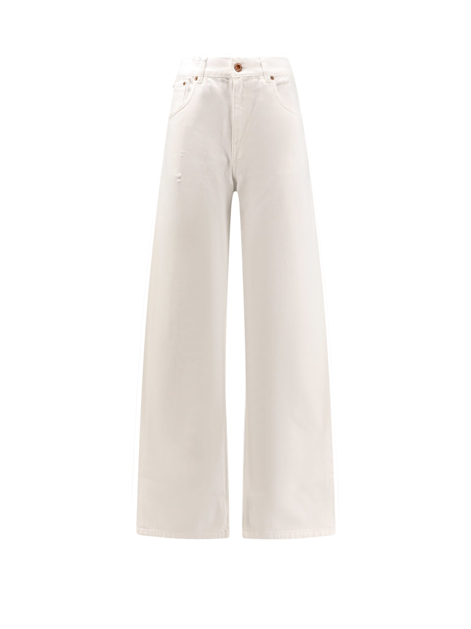 Aspesi Wide Leg Denim Trousers In White