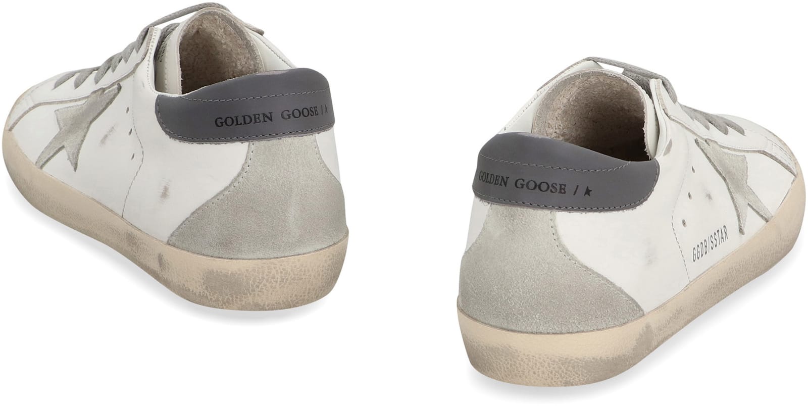 Shop Golden Goose Super-star Leather Sneakers In White