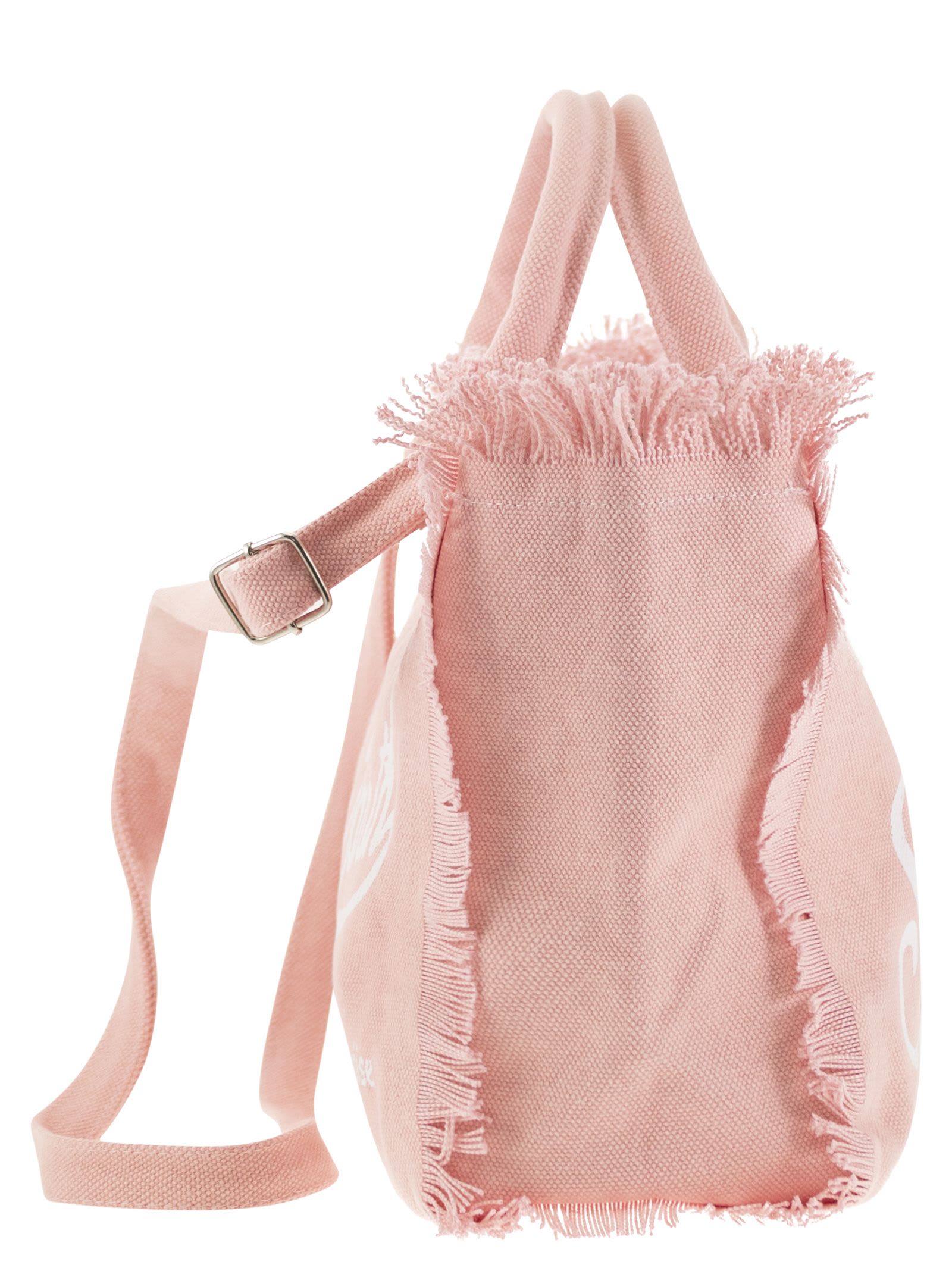 Shop Mc2 Saint Barth Colette - Fringed Canvas Bag In Pink