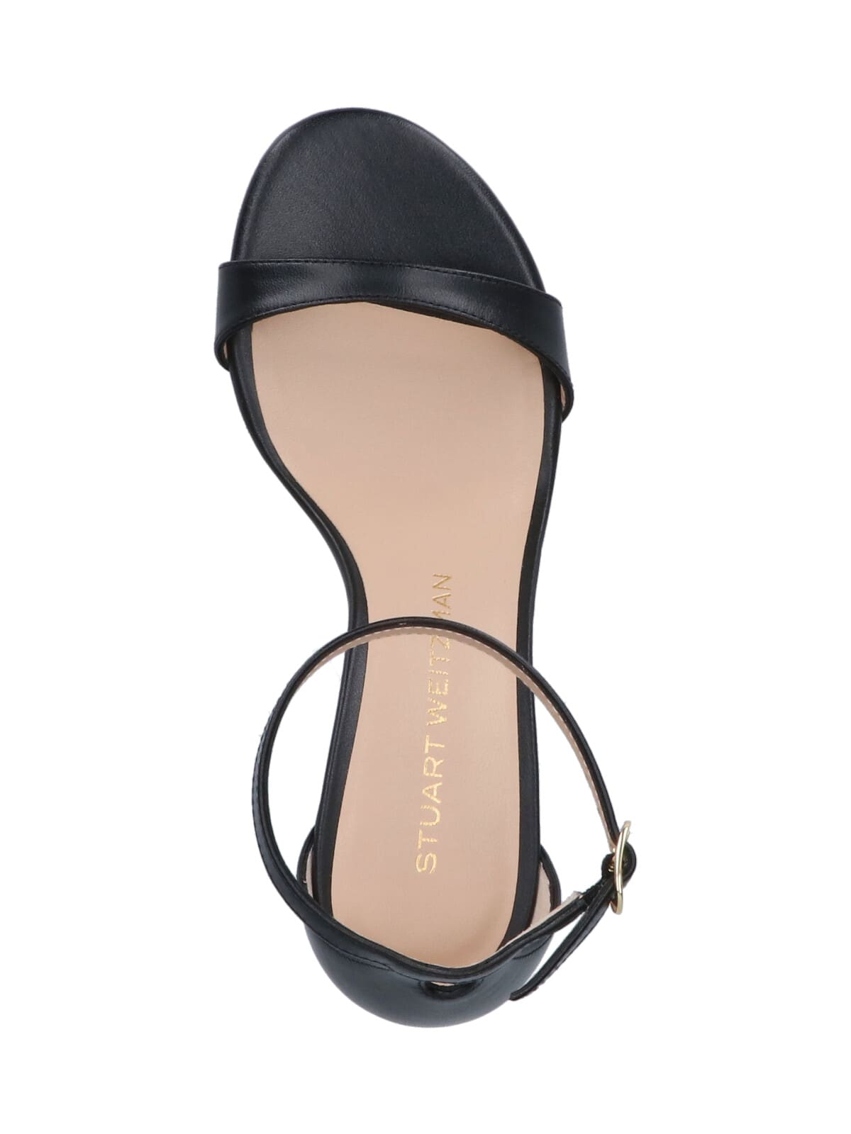 Stuart Weitzman Heel Buckle Open Toe Sandals In Black