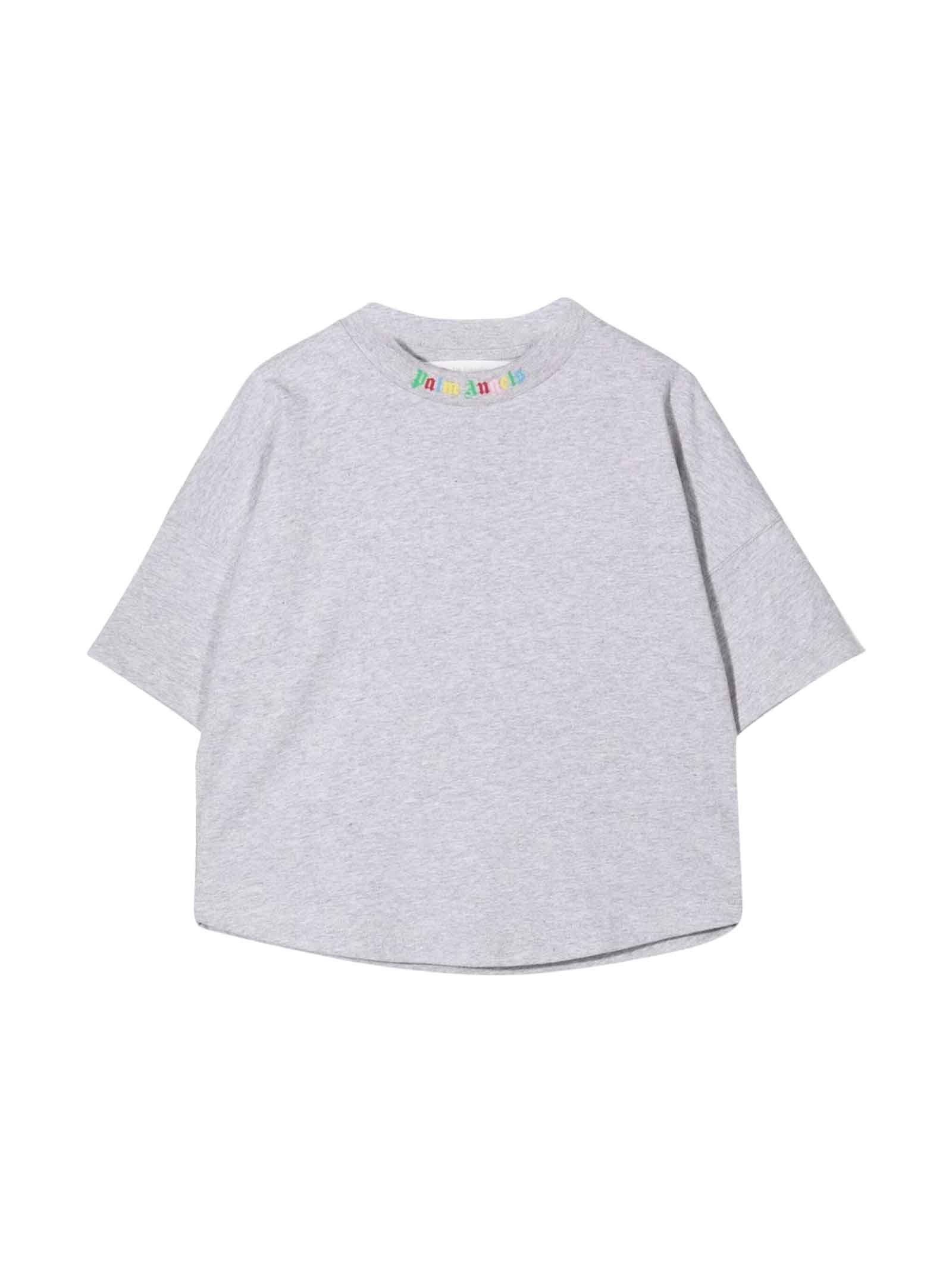 Palm Angels Grey T-shirt With Multicolor Print