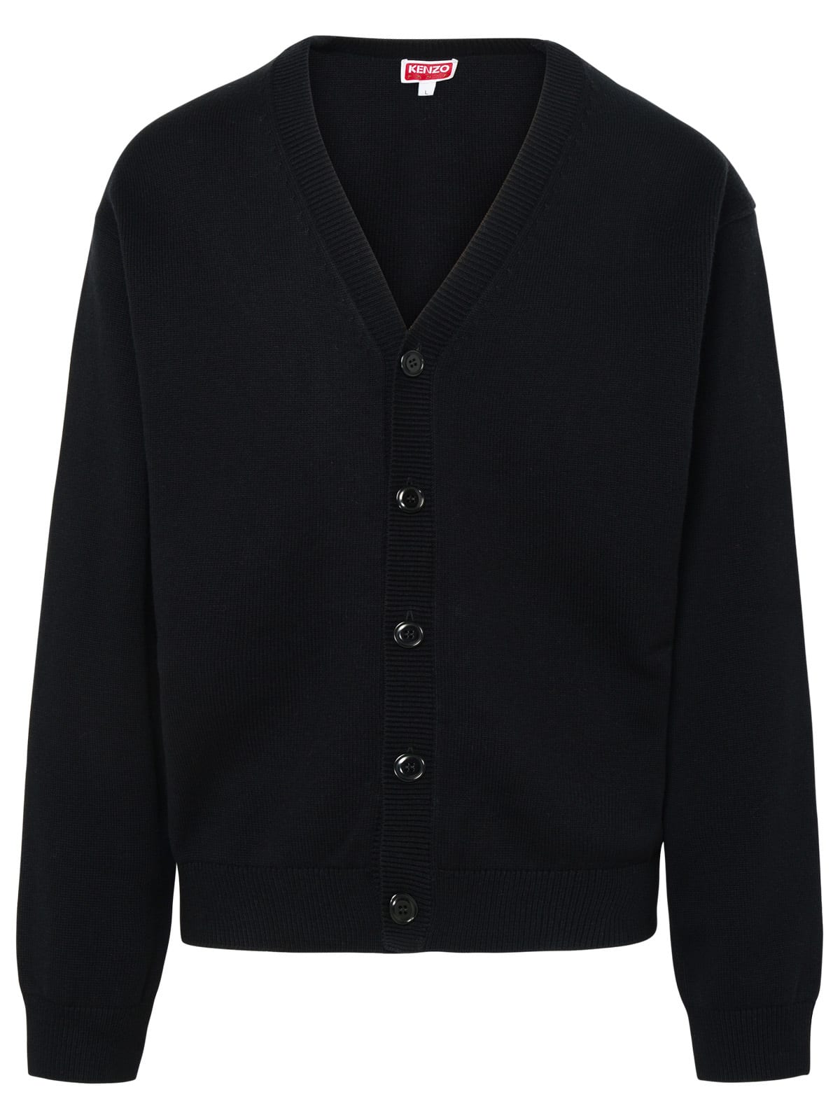 Shop Kenzo Black Wool Blend Cardigan