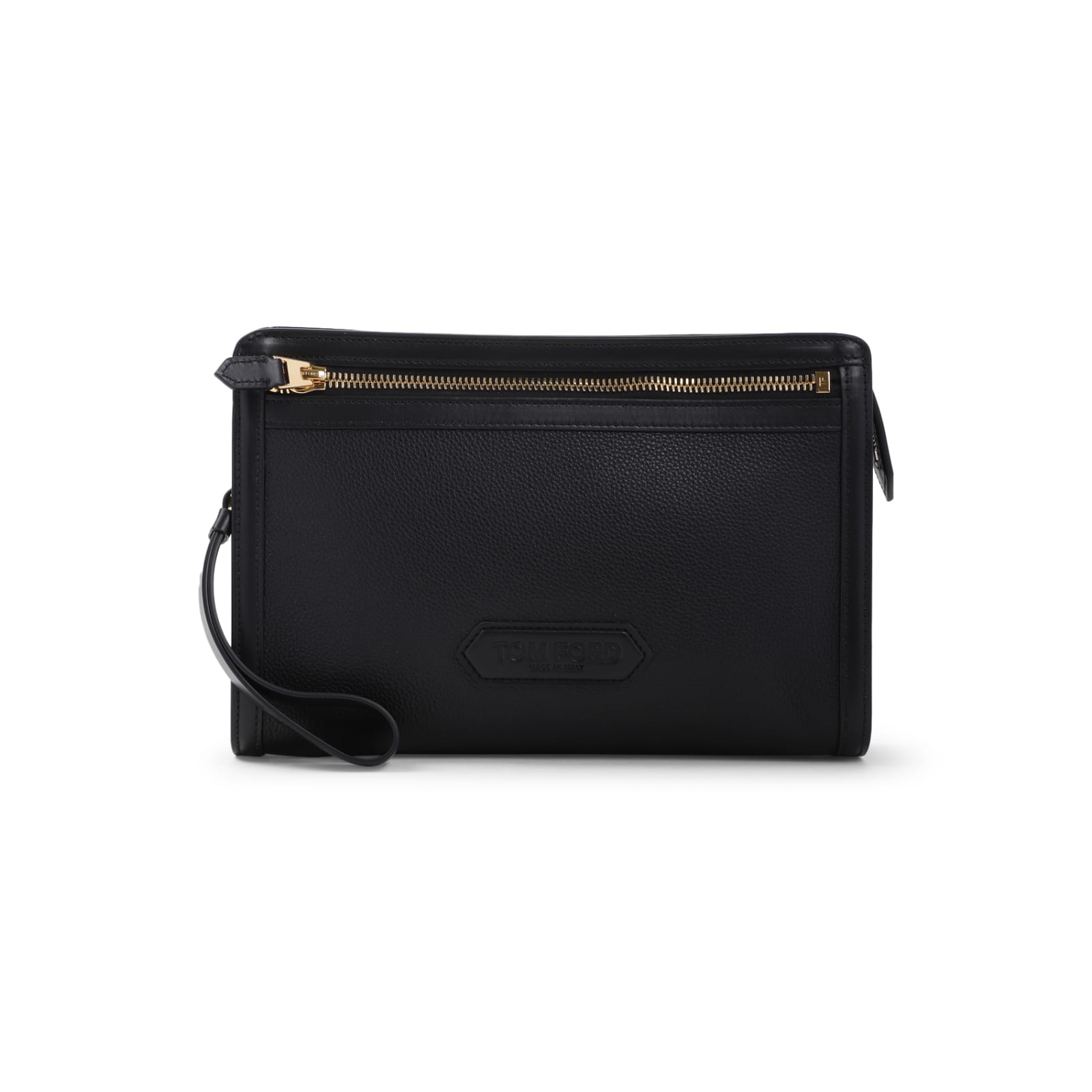 Shop Tom Ford Calf Leather Pouch In Black