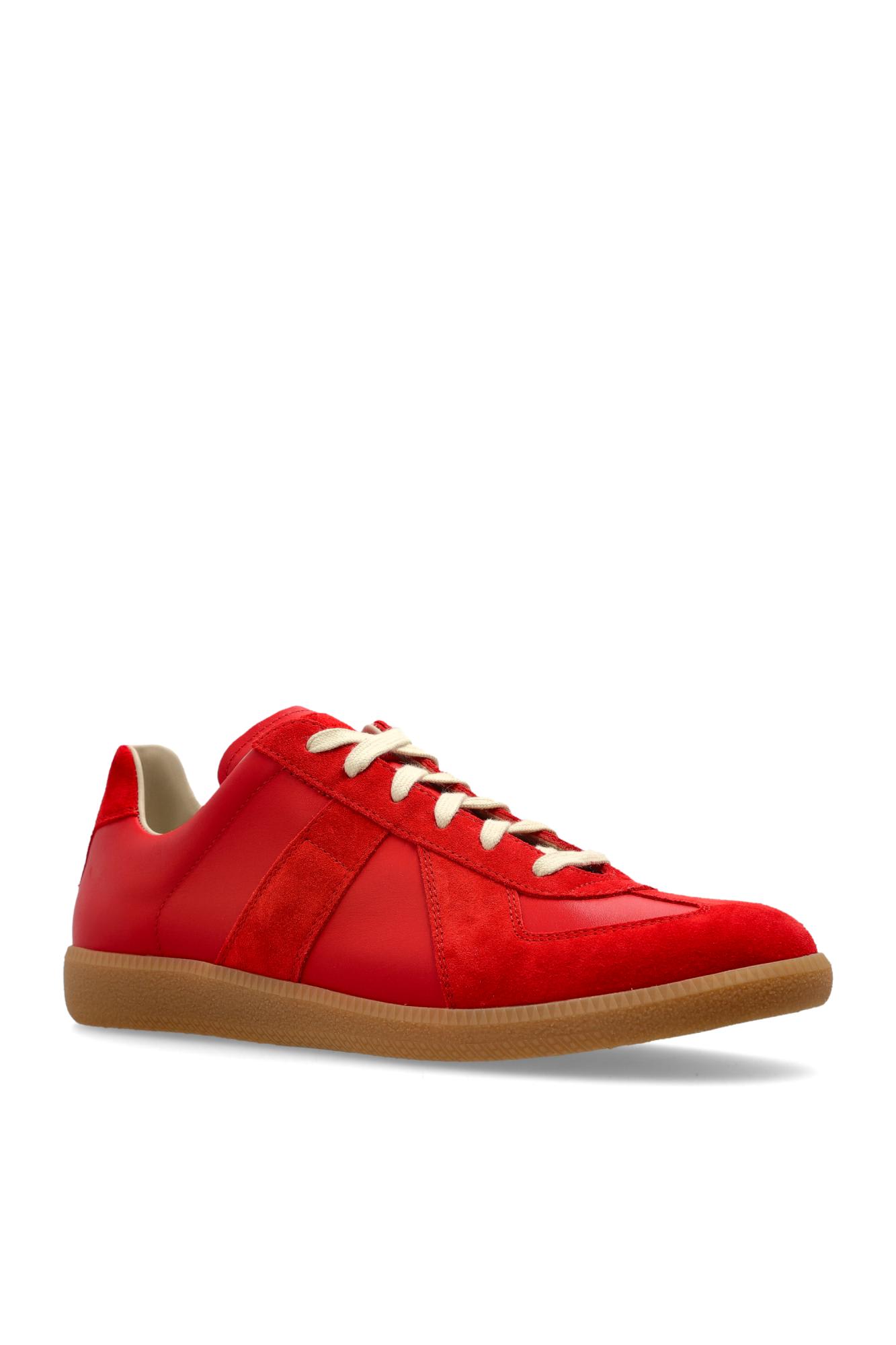 Maison Margiela Replica Leather And Suede Sneakers In Red