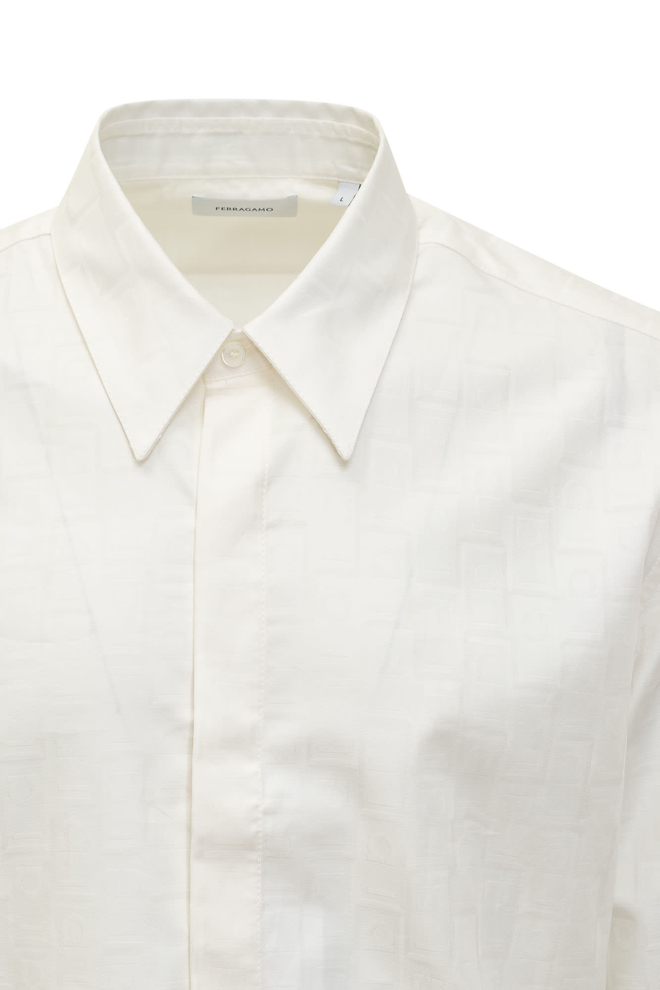 Shop Ferragamo Ferragamp Gancini Monogram Shirt In Bianco