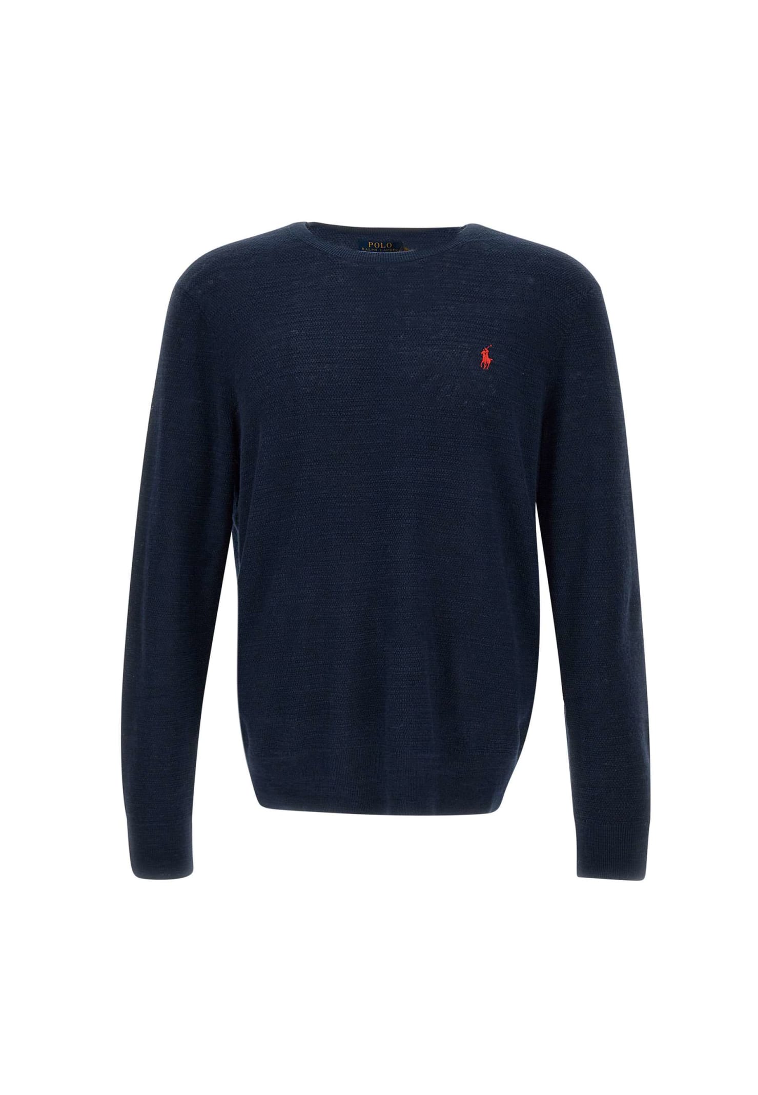 Polo Ralph Lauren Classic Linen And Cotton Pullover In Blu Navy