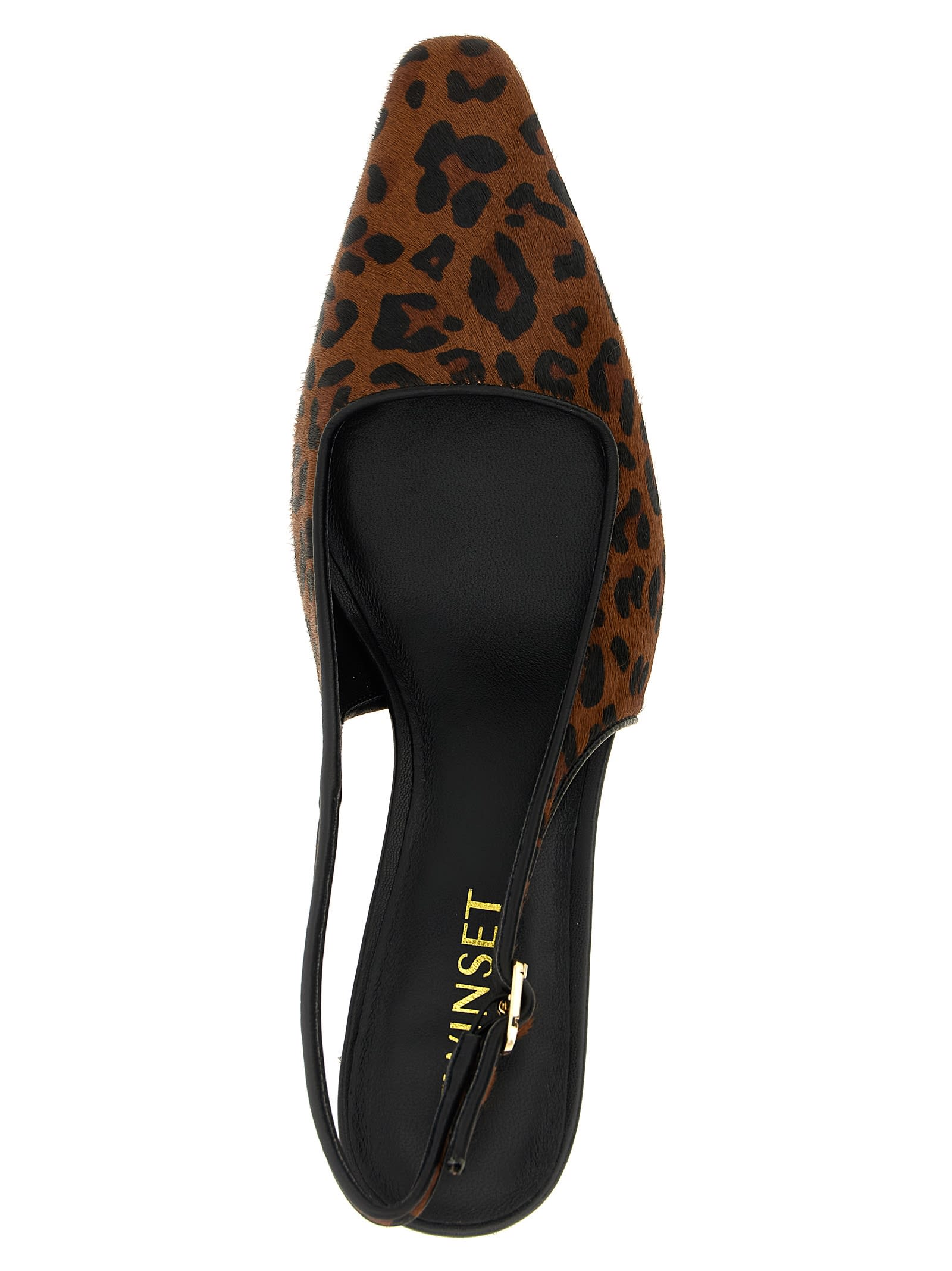 Twinset Twin-set Animal Print Slingbacks In Brown