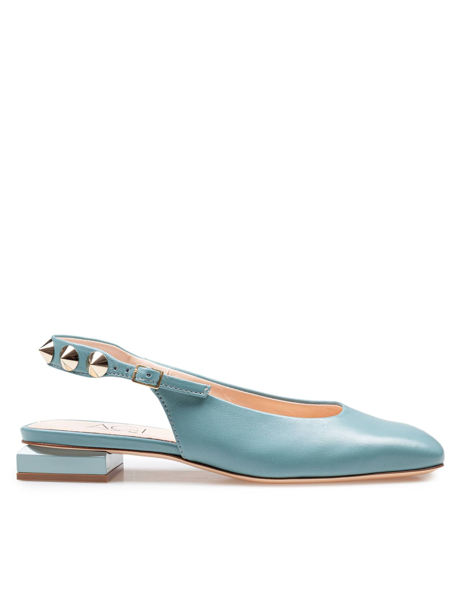 Agl Attilio Giusti Leombruni Sligback Angie L Spike In Matcha Color Leather In Matcha