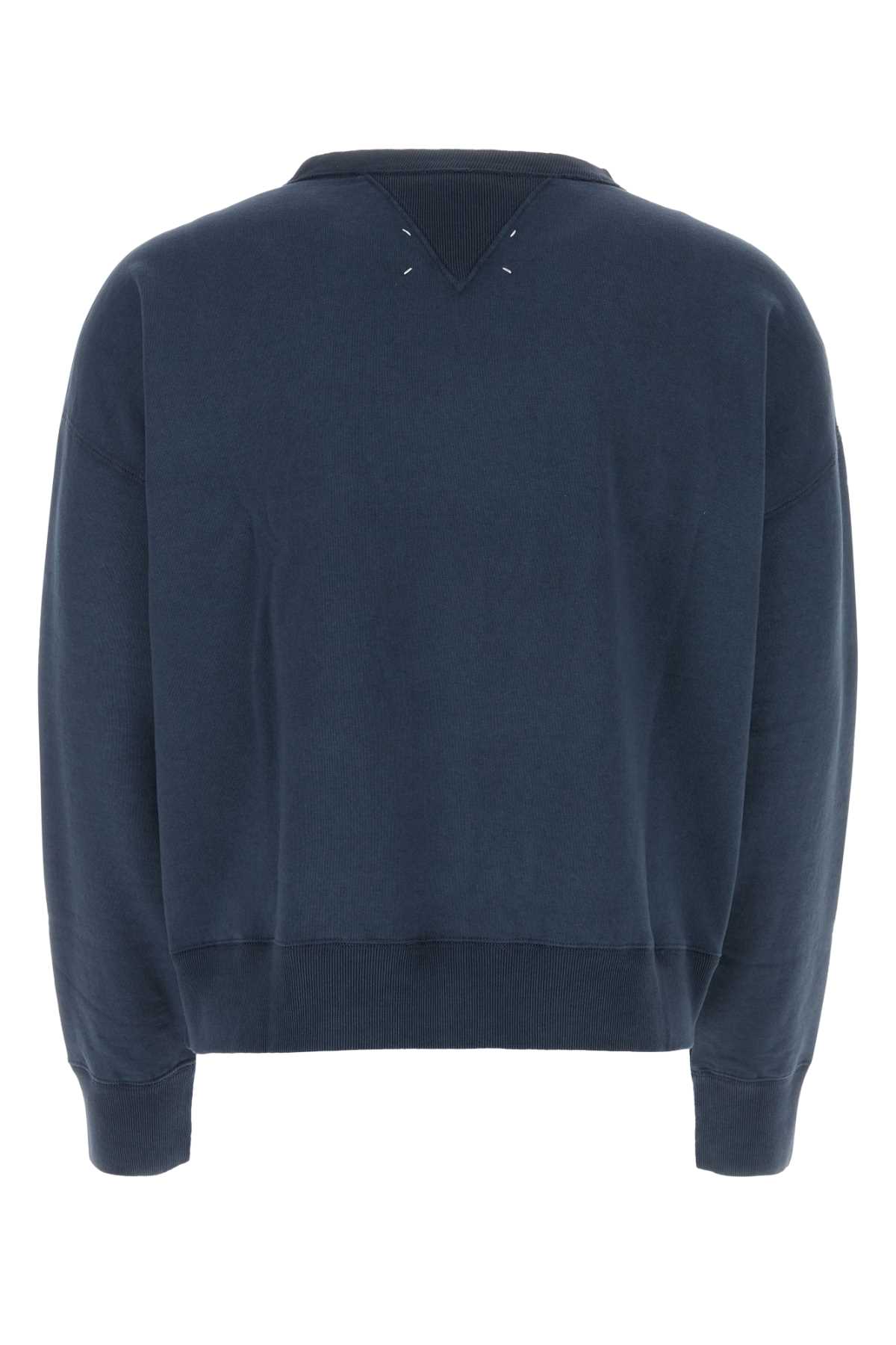 Shop Maison Margiela Navy Blue Cotton Sweatshirt