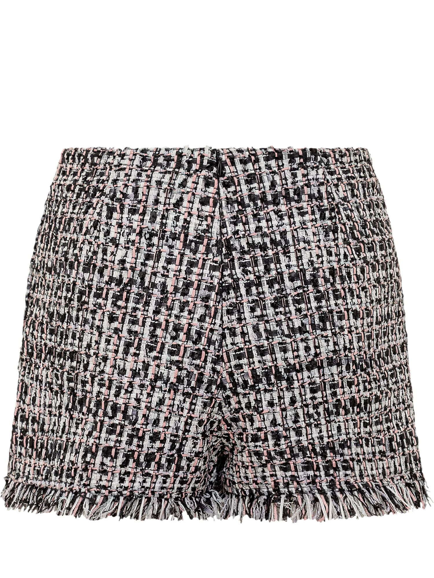 Shop Self-portrait Fringed Boucle Shorts In Black