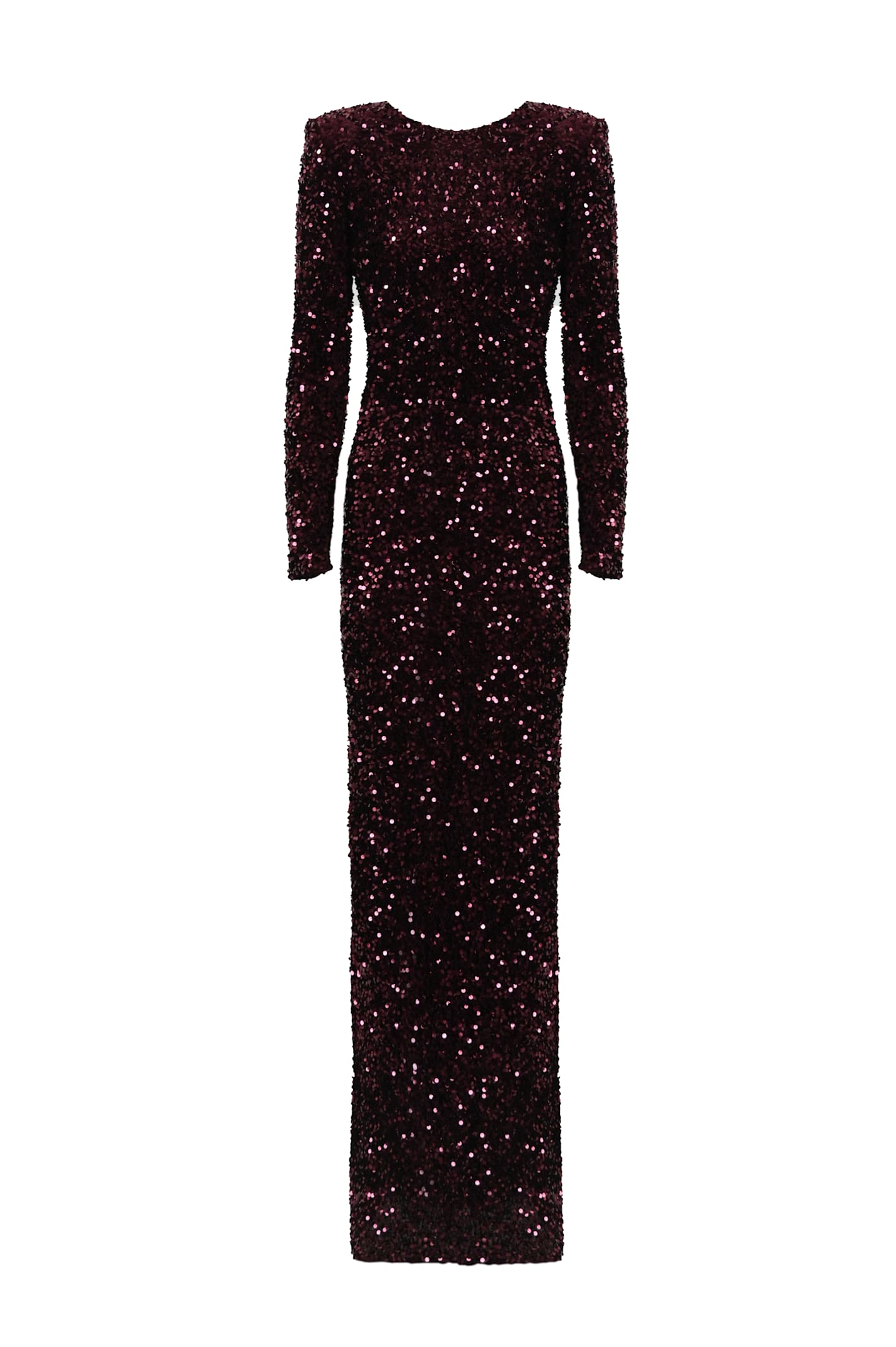 Shop Elisabetta Franchi Red Carpet Dress In Chenille With Sequins In Rouge Noir