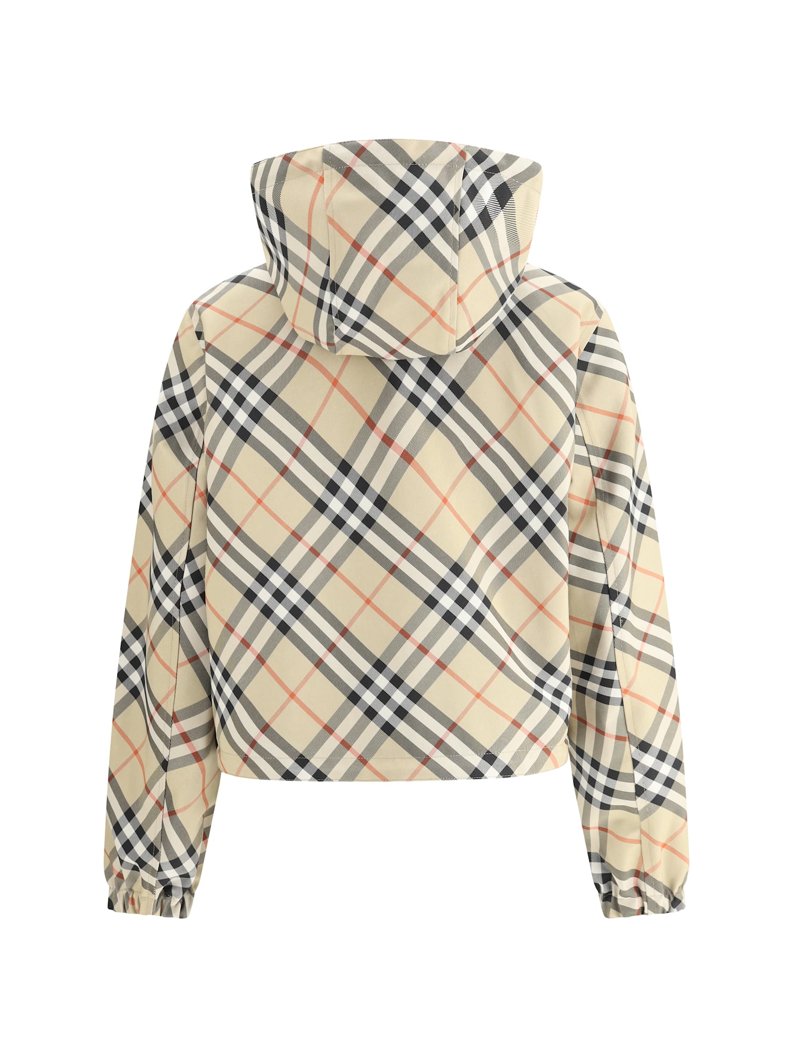 Burberry Woman Printed Nylon Reversible Down Jacket In Sand Ip Check